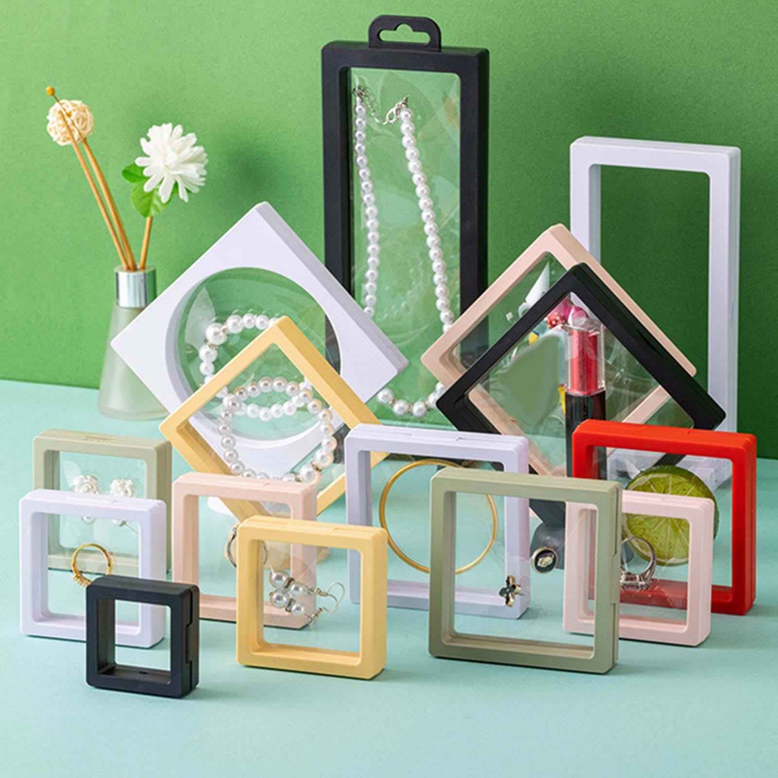 4x Floating Display Case Jewelry Storage Box for Brooch Medal Specimens Chip
