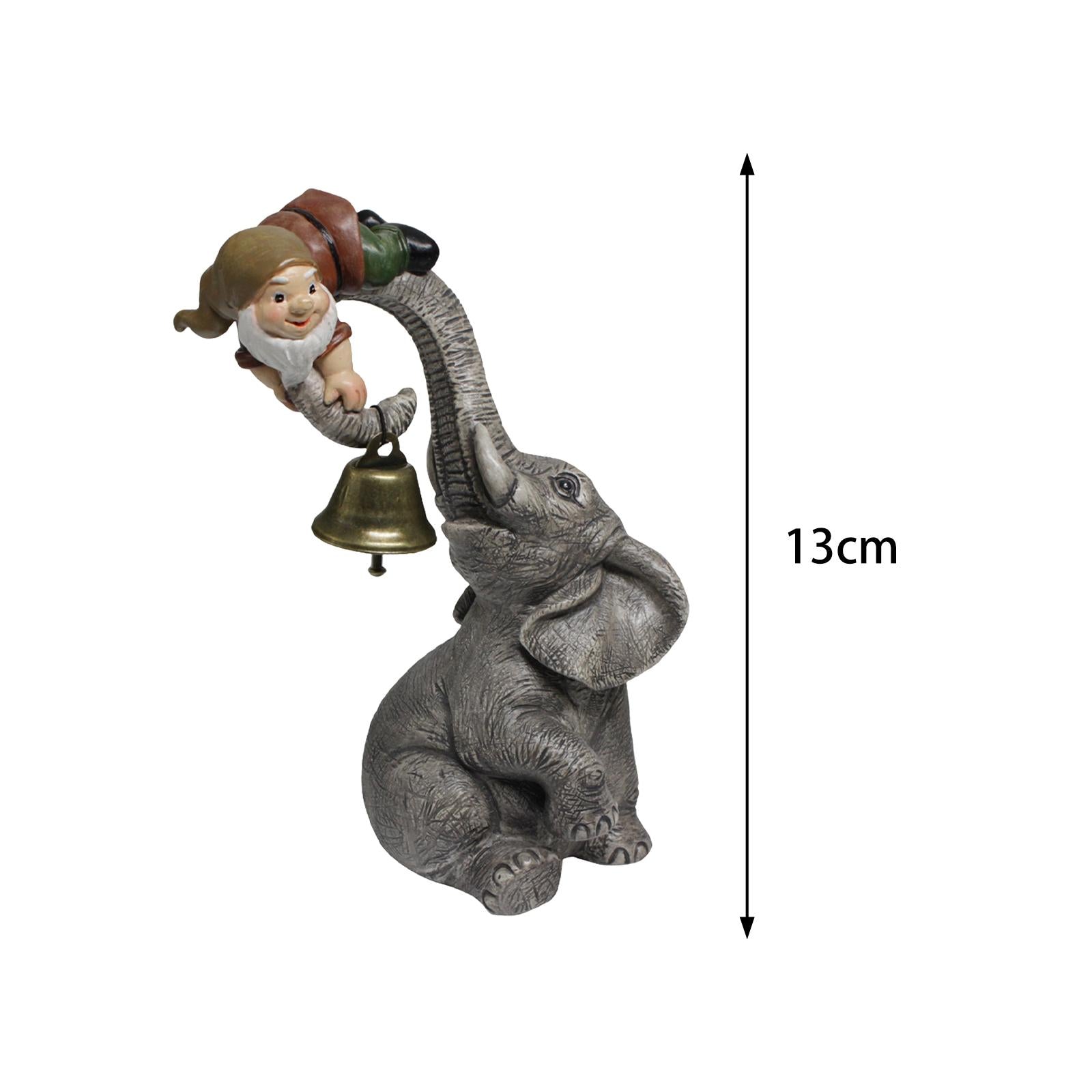 Elephant with Gnome Figurine Resin Decoration 13x6x12cm for Home Table Decor