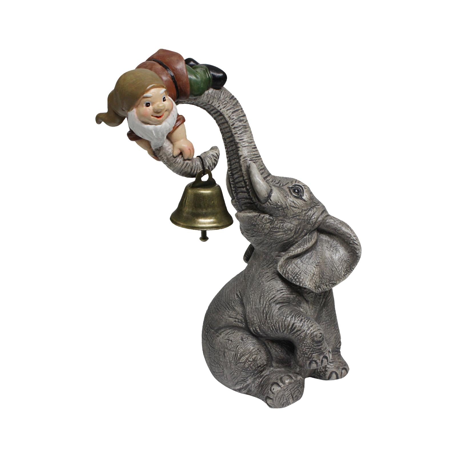 Elephant with Gnome Figurine Resin Decoration 13x6x12cm for Home Table Decor