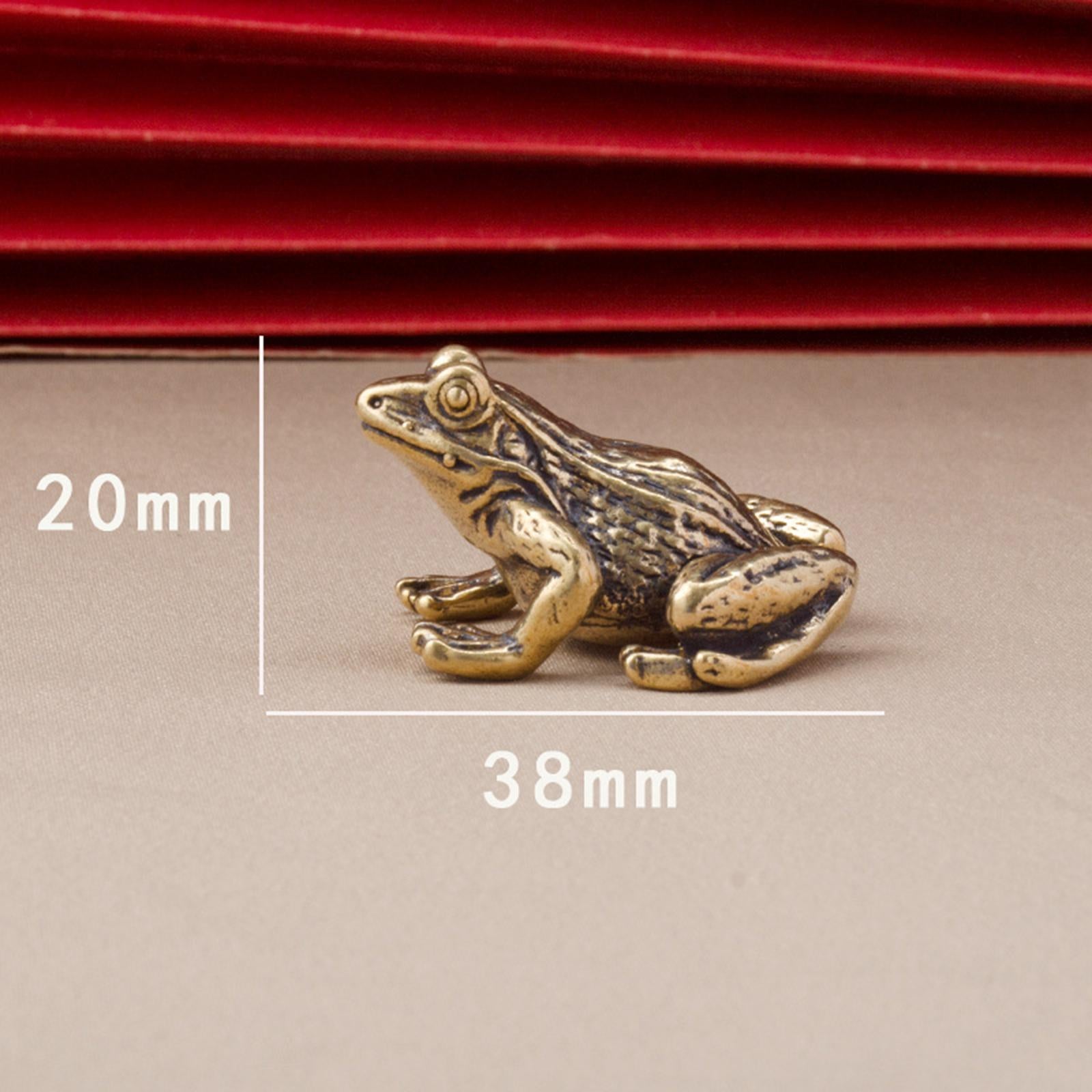 2x Brass Frog Statues Craft Figurines for Fortune Lucky Attract Wealth Table