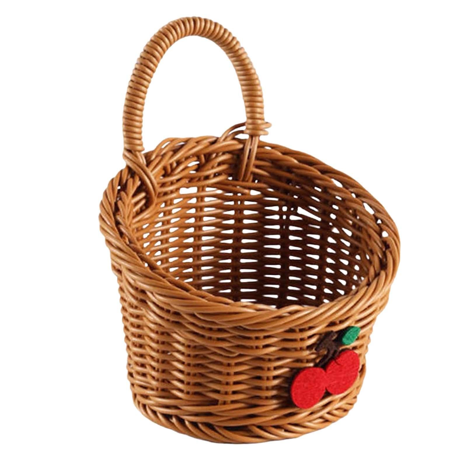 Hanging Fruit Basket Woven Basket with Handle for Toys Vegetables Craft Room