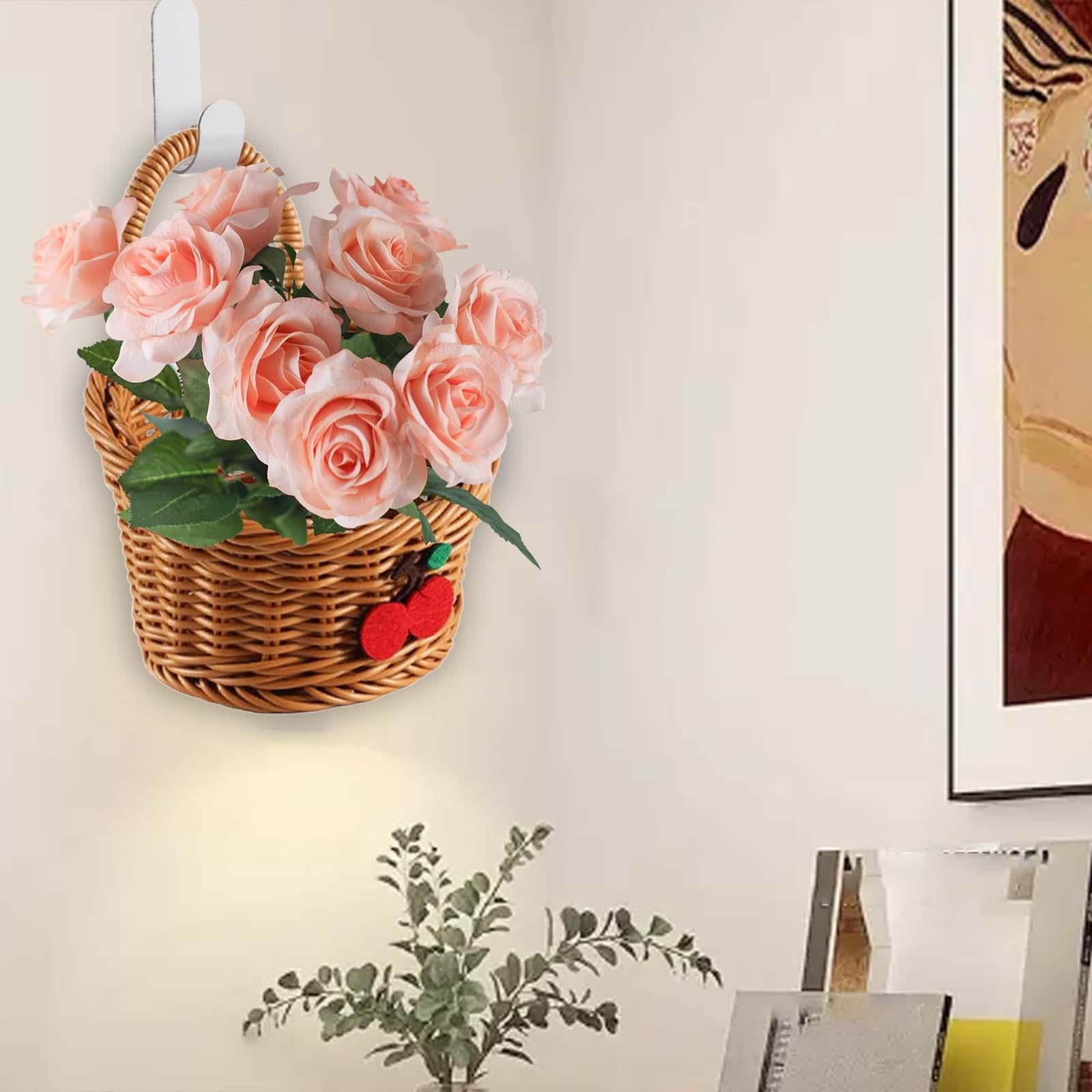 Hanging Fruit Basket Woven Basket with Handle for Toys Vegetables Craft Room