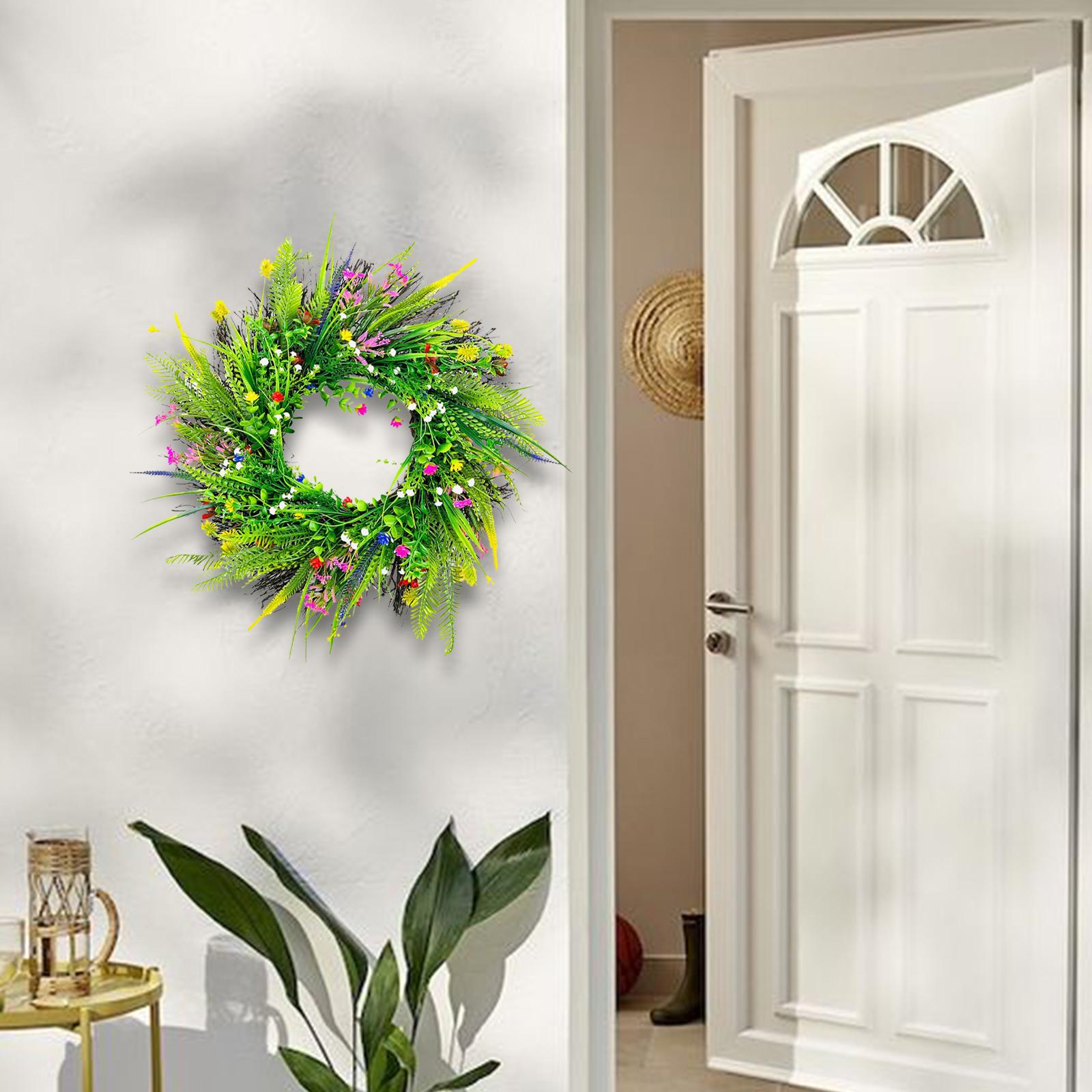 Artificial Wildflower Wreath Home Eucalyptus Leaves Spring Wreath Front Door