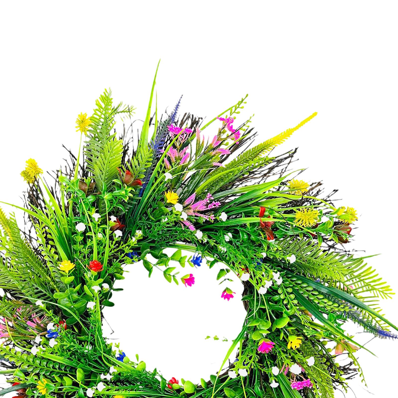 Artificial Wildflower Wreath Home Eucalyptus Leaves Spring Wreath Front Door