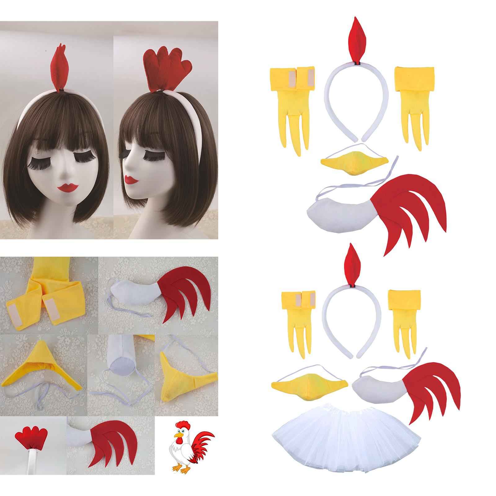 Chicken Animal Costume Cute Easter Chicken Head Hoop Set for Holiday Cosplay 5 piece