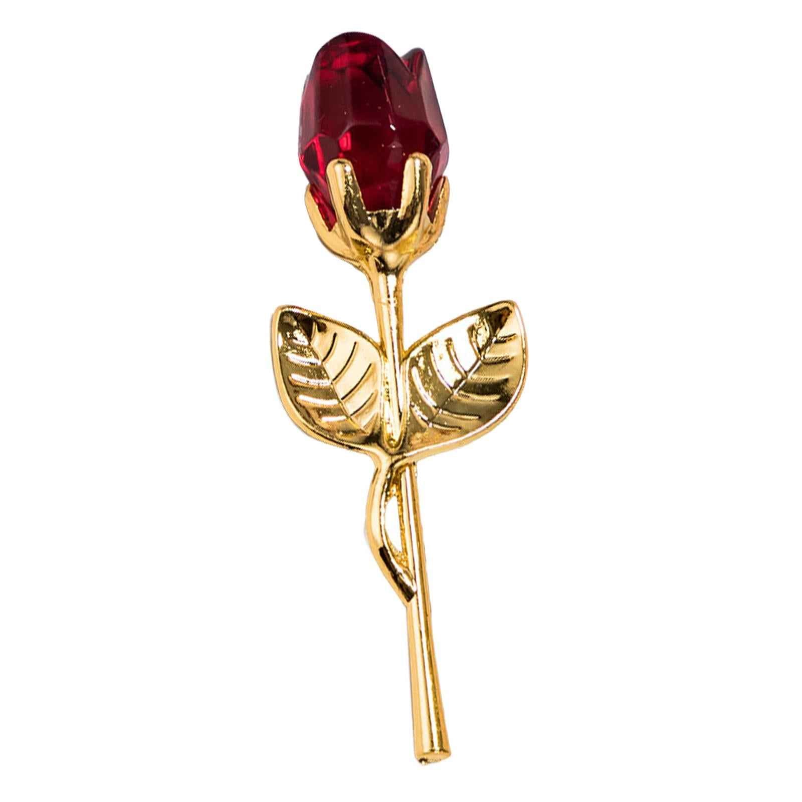 Glass Rose Flower Gift Wedding Gift Christmas Romantic for Women Her Grandma Gold Red