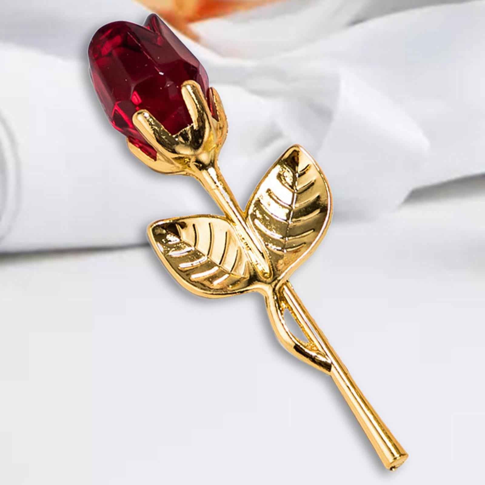 Glass Rose Flower Gift Wedding Gift Christmas Romantic for Women Her Grandma Gold Red
