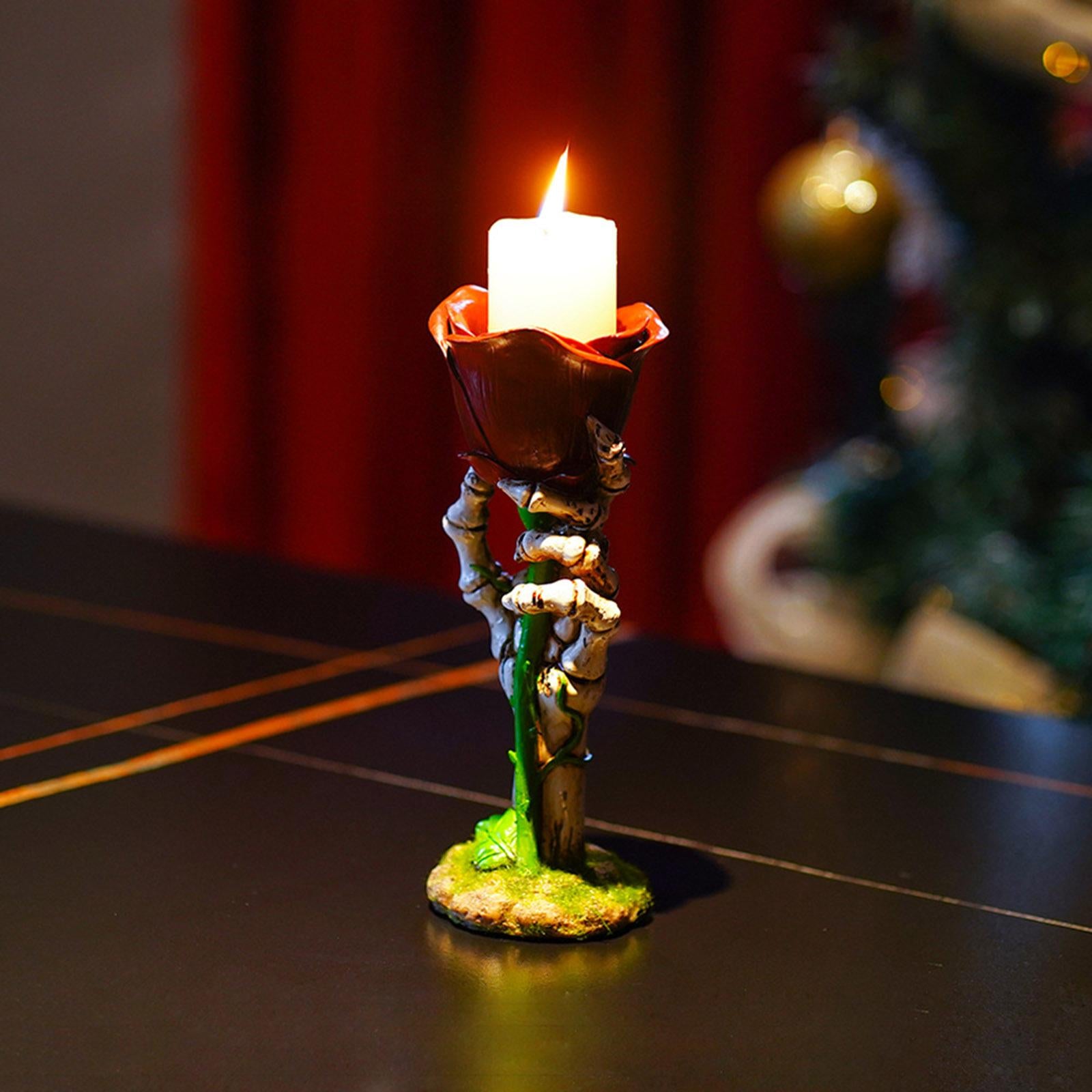 Rose Skeleton Hand Home Decoration Candlestick for Gift Halloween Party Home