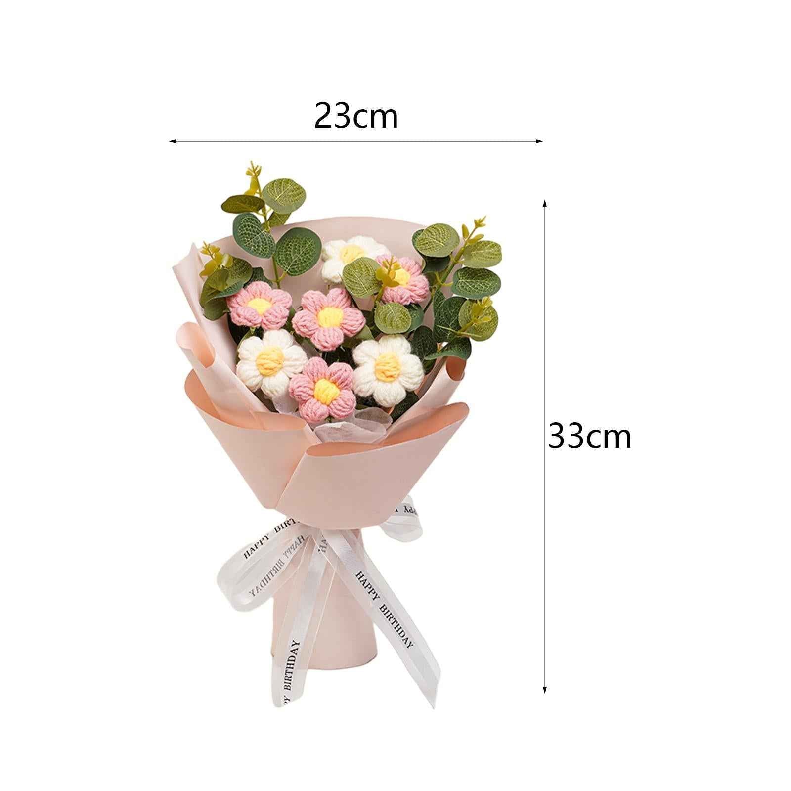 Crochet Flower Bouquet Mother's Day Decoration for Wedding Thanksgiving Gift Pink