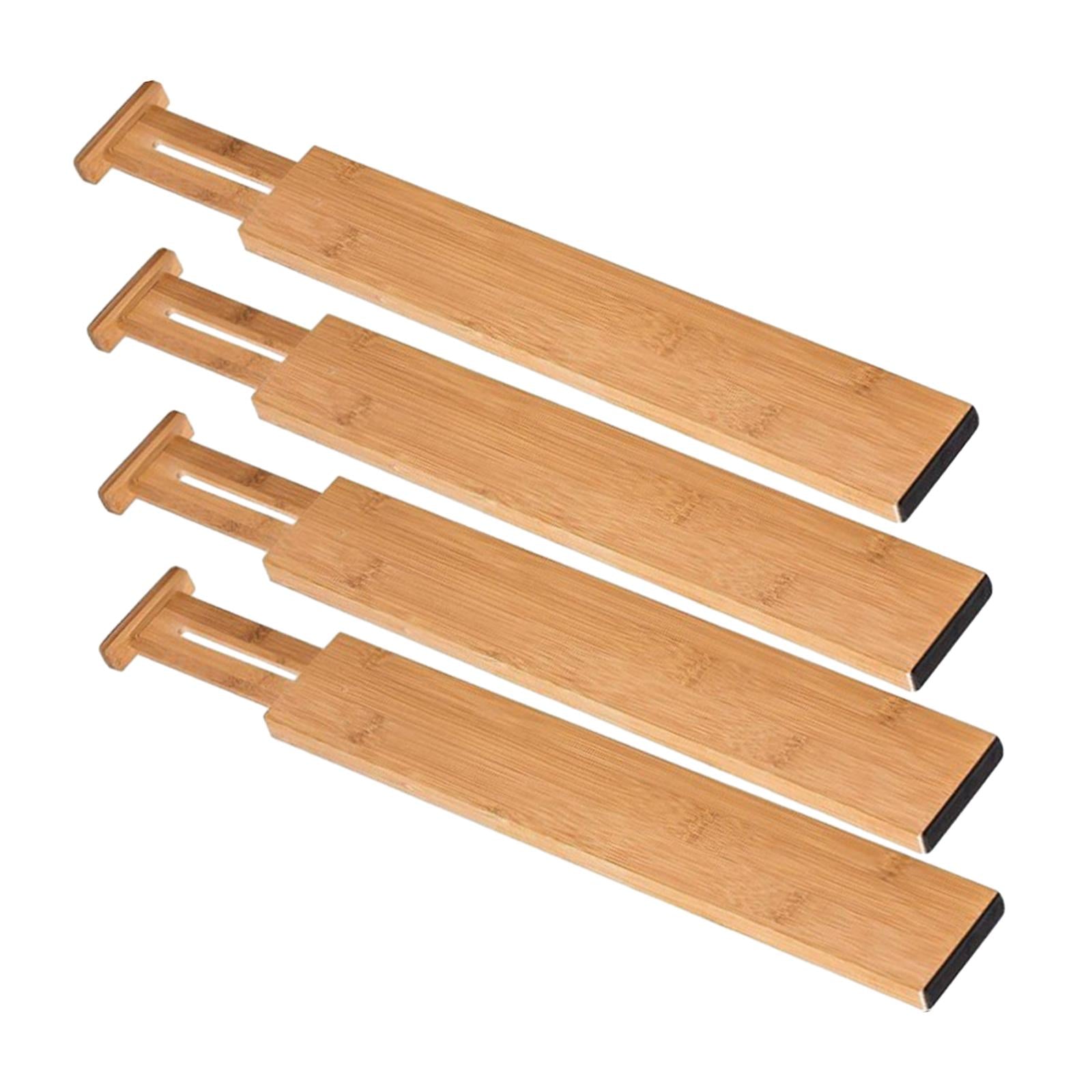 4Pcs Bamboo Drawer Dividers Expandable 33.5cm-43cm for Kitchen Office Sturdy