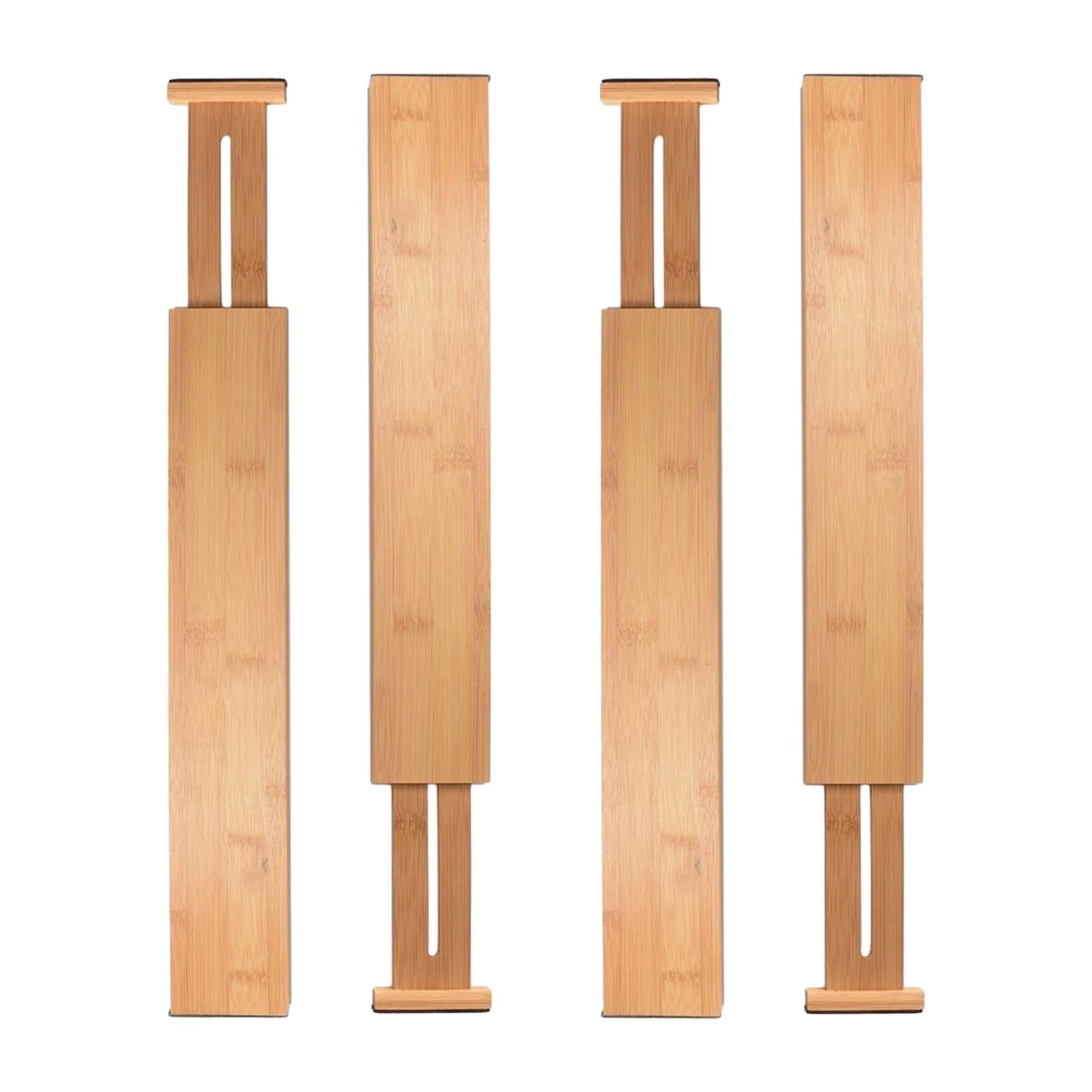 4Pcs Bamboo Drawer Dividers Expandable 33.5cm-43cm for Kitchen Office Sturdy