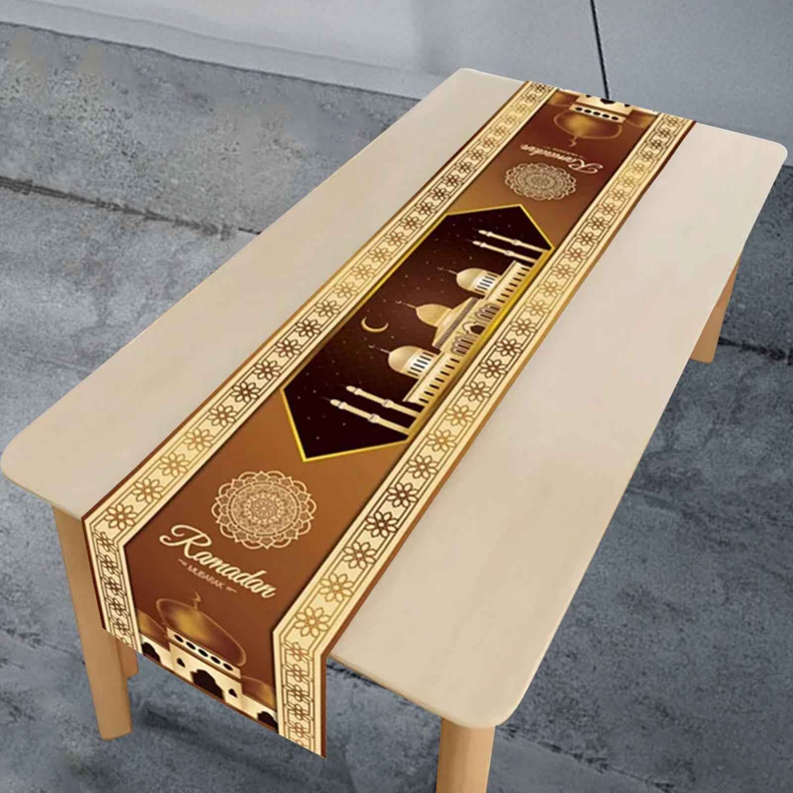 Eid Mubarak Table Runner 13 x 70 inch Table Cloth for Celebration Party Home Style F