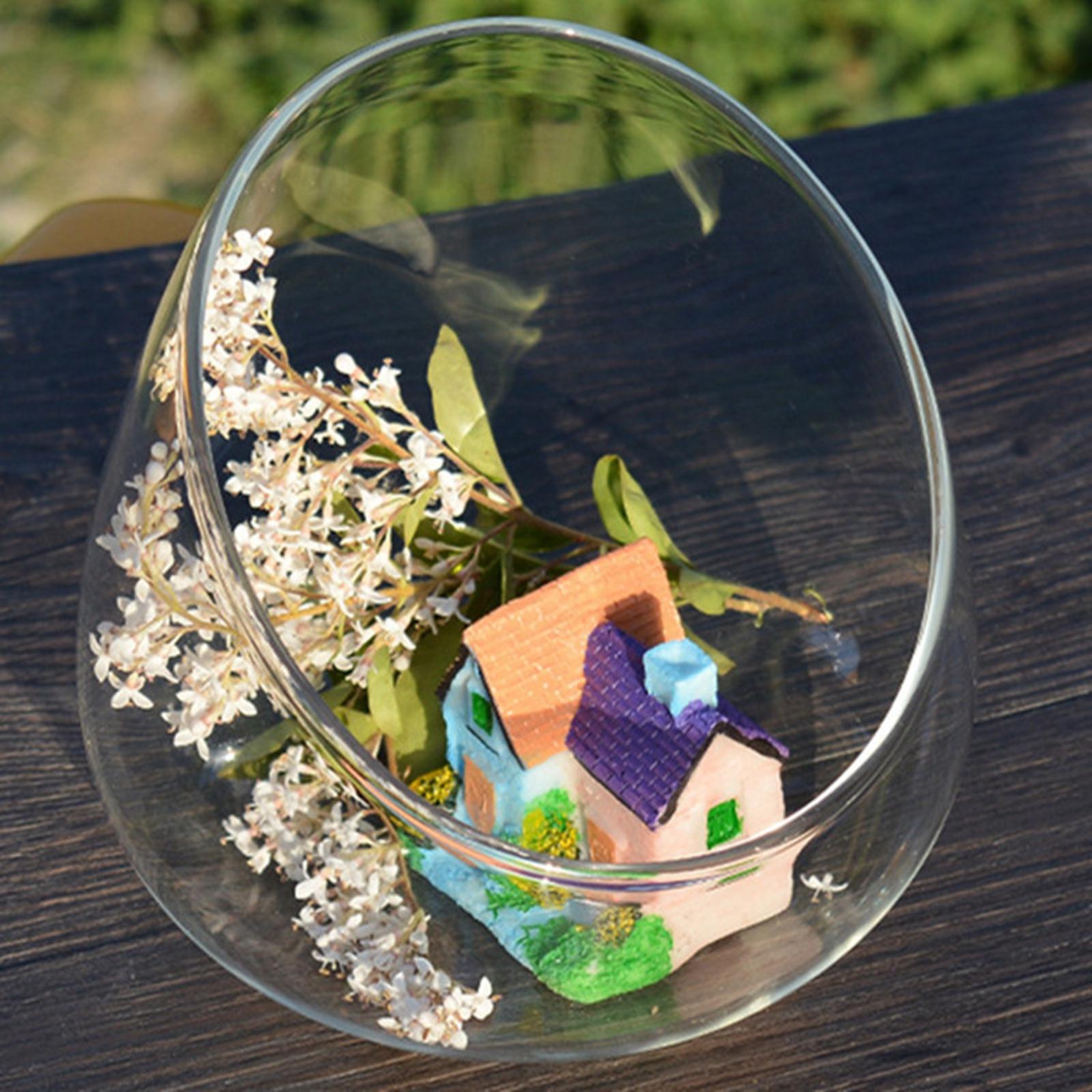Clear Slant Cut Bowl Glass Vase Mini Candy Bowl Jar for Tabletop Home Decor