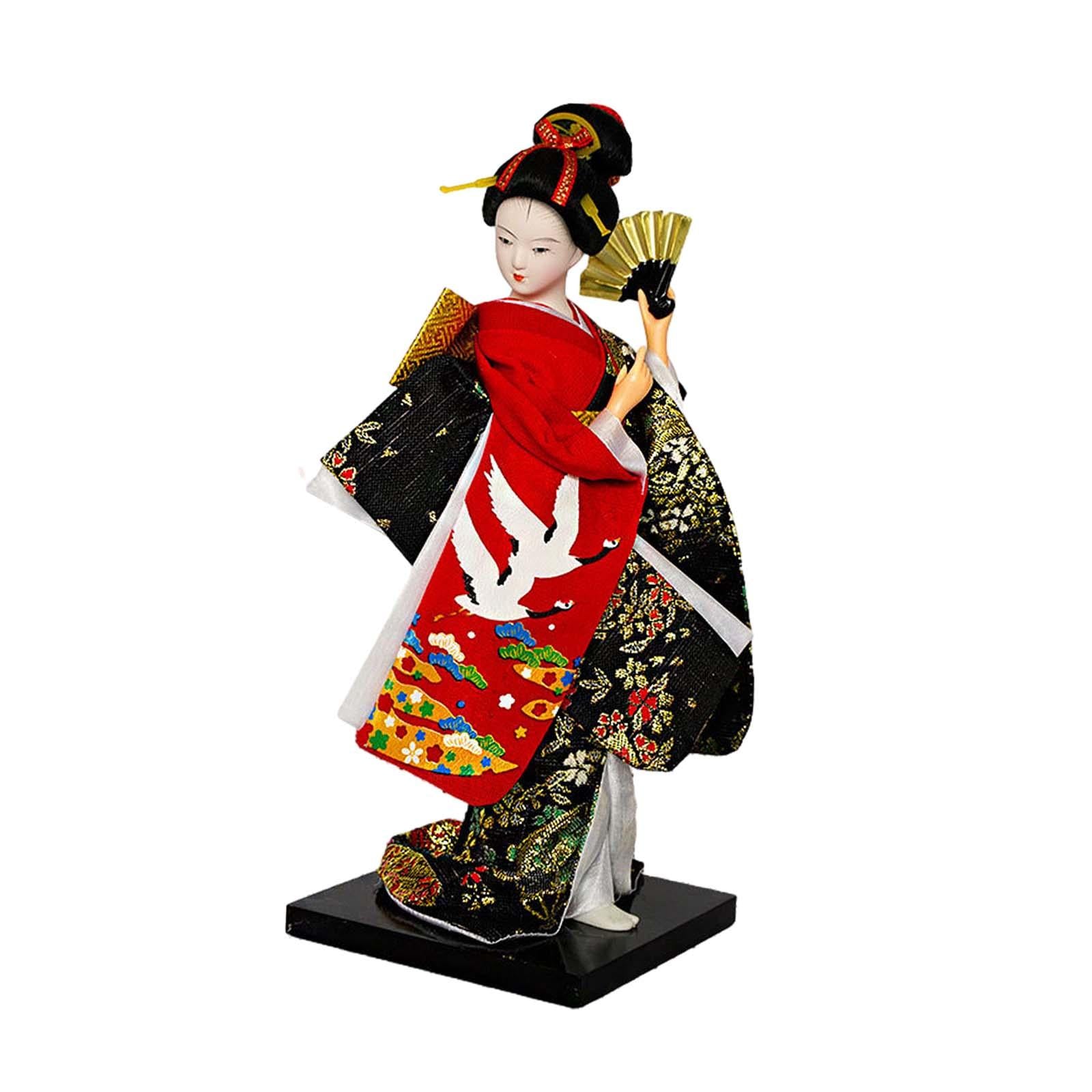 Japanese Kimono Doll 9 inch Statuette for Bookshelf Living Room