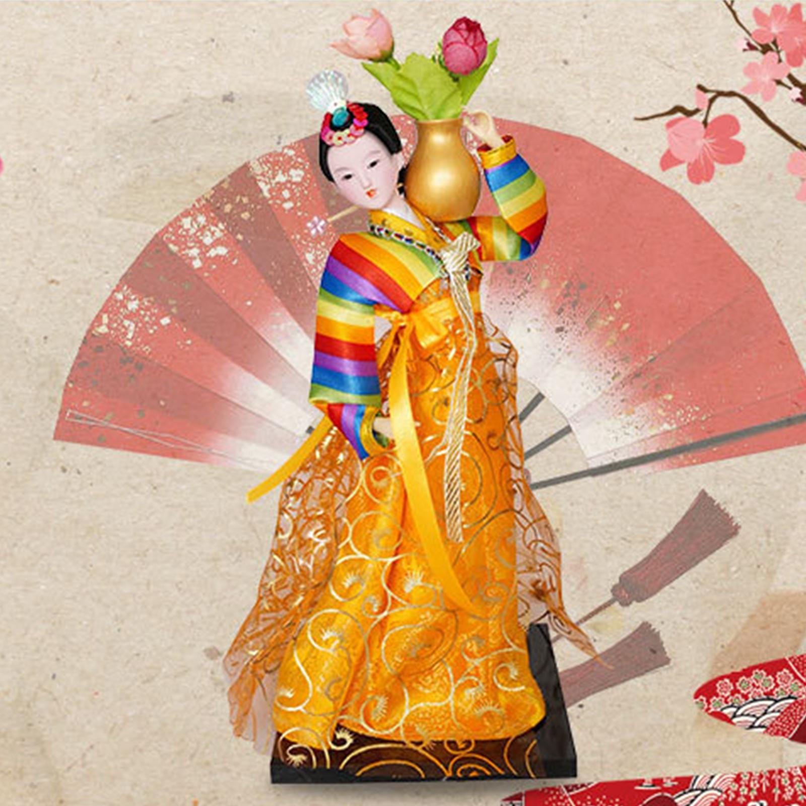 12 Korean Geisha Figurine Collectible Lady Sculpture for Indoor Space Decor"