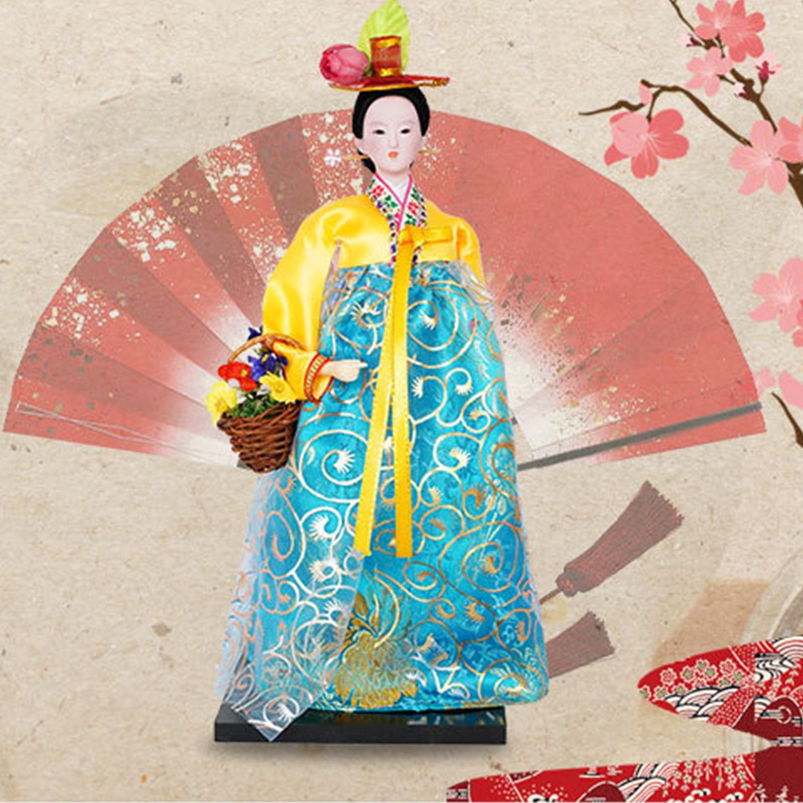12 Korean Geisha Figurine Collectible Lady Sculpture for Indoor Space Decor"