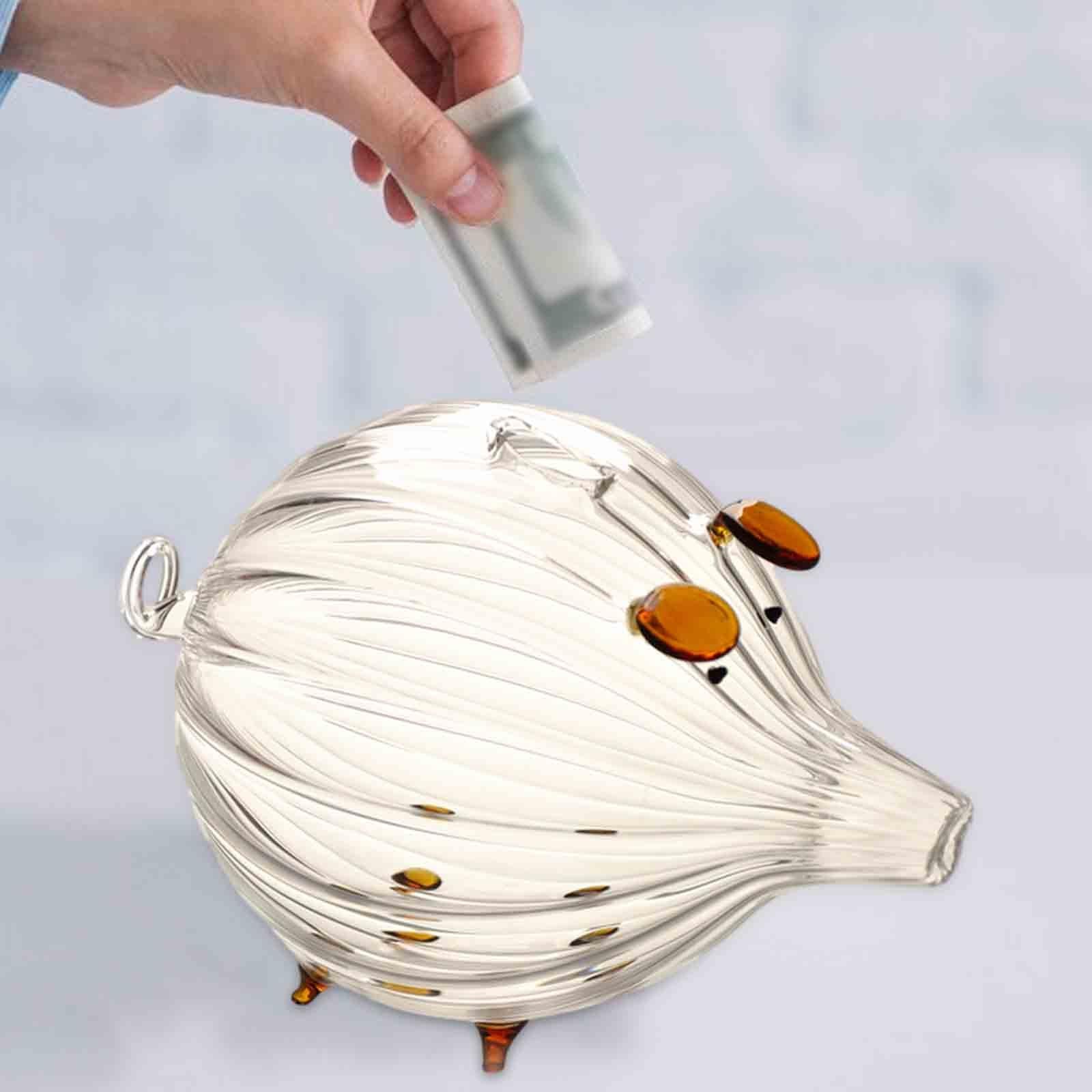 7x4.7inch Glass Piggy Bank Money Box Cute Child Saving Pot for Souvenir Gift
