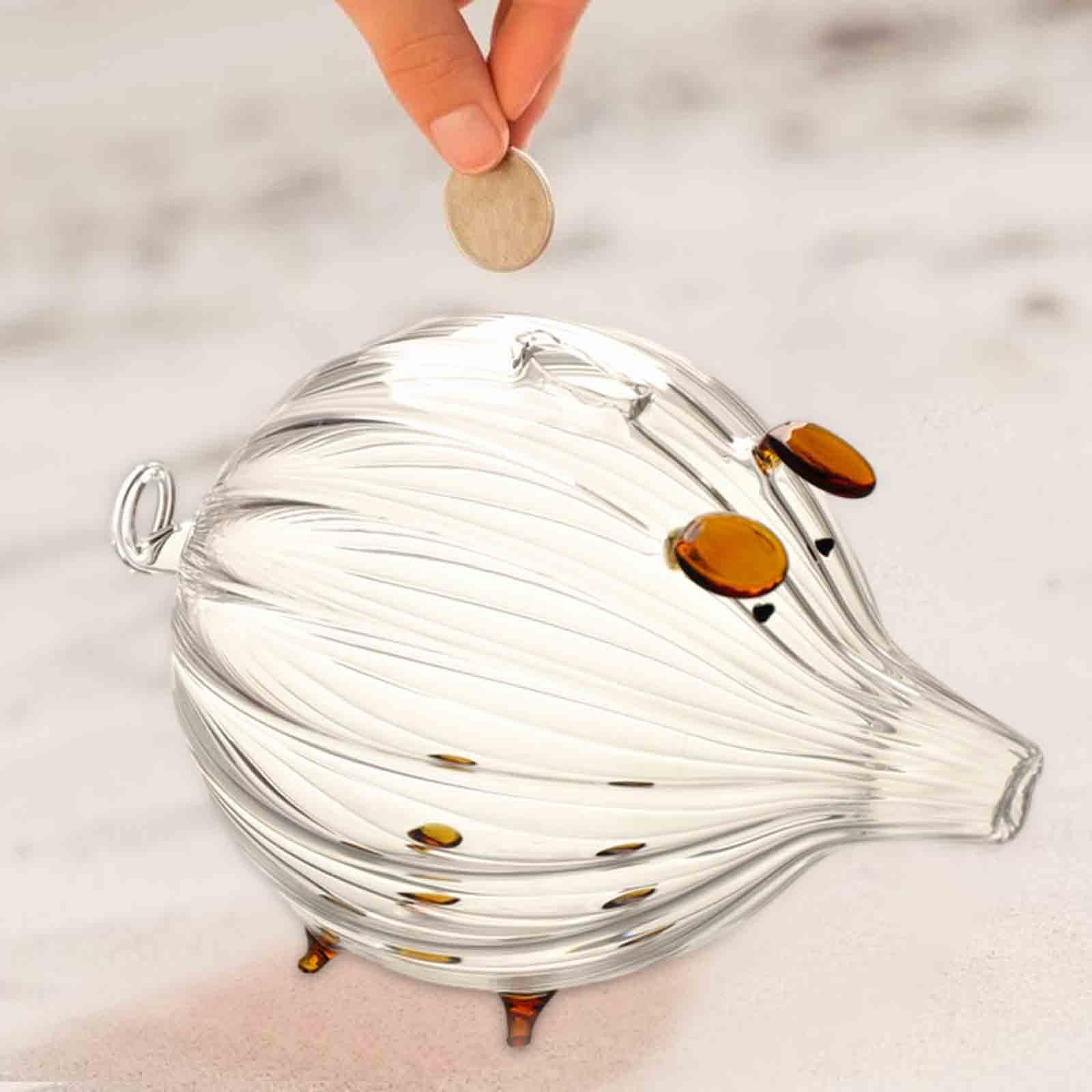 7x4.7inch Glass Piggy Bank Money Box Cute Child Saving Pot for Souvenir Gift