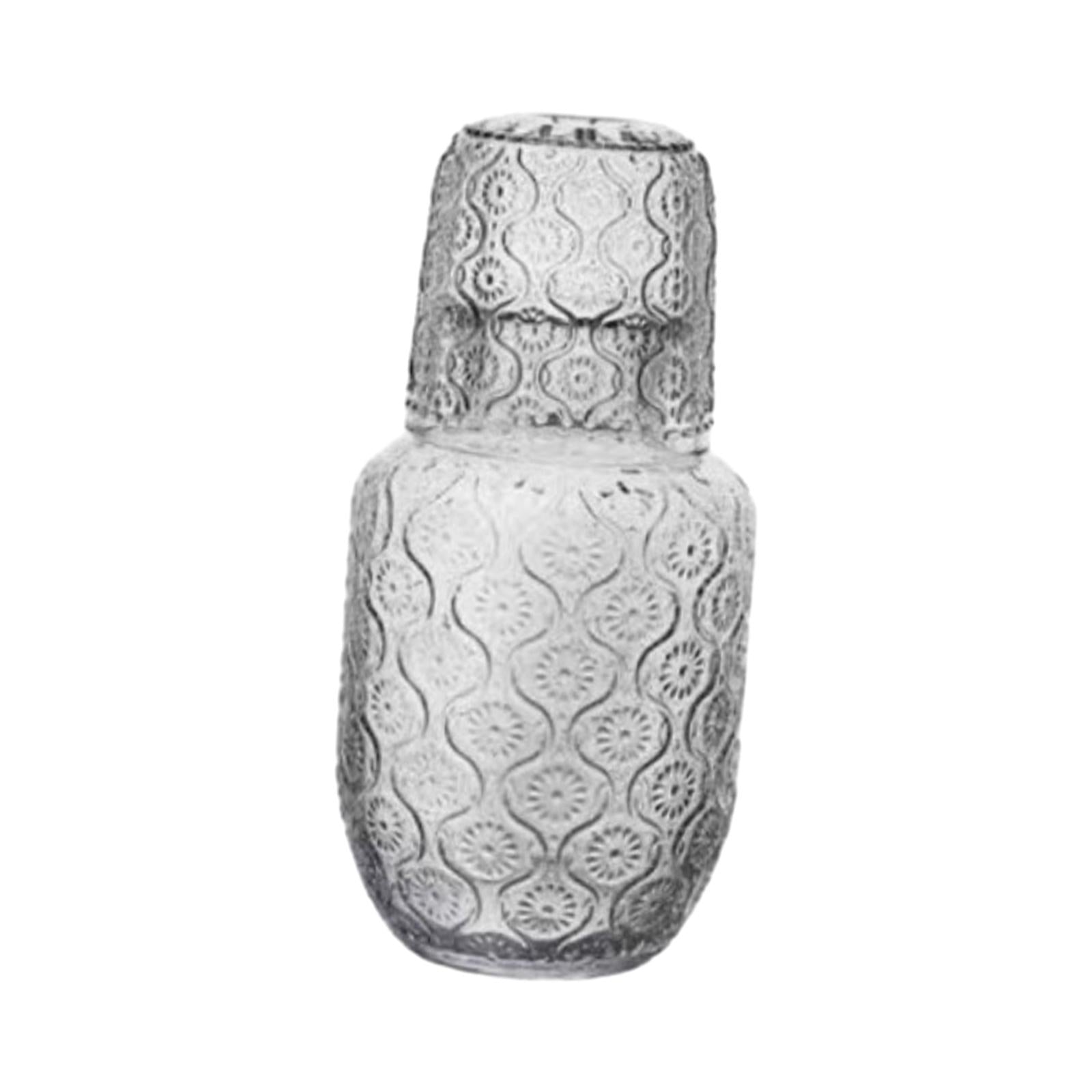 Bedside Water Carafe and Glass Set Carved Pattern for Home Decoration Sturdy