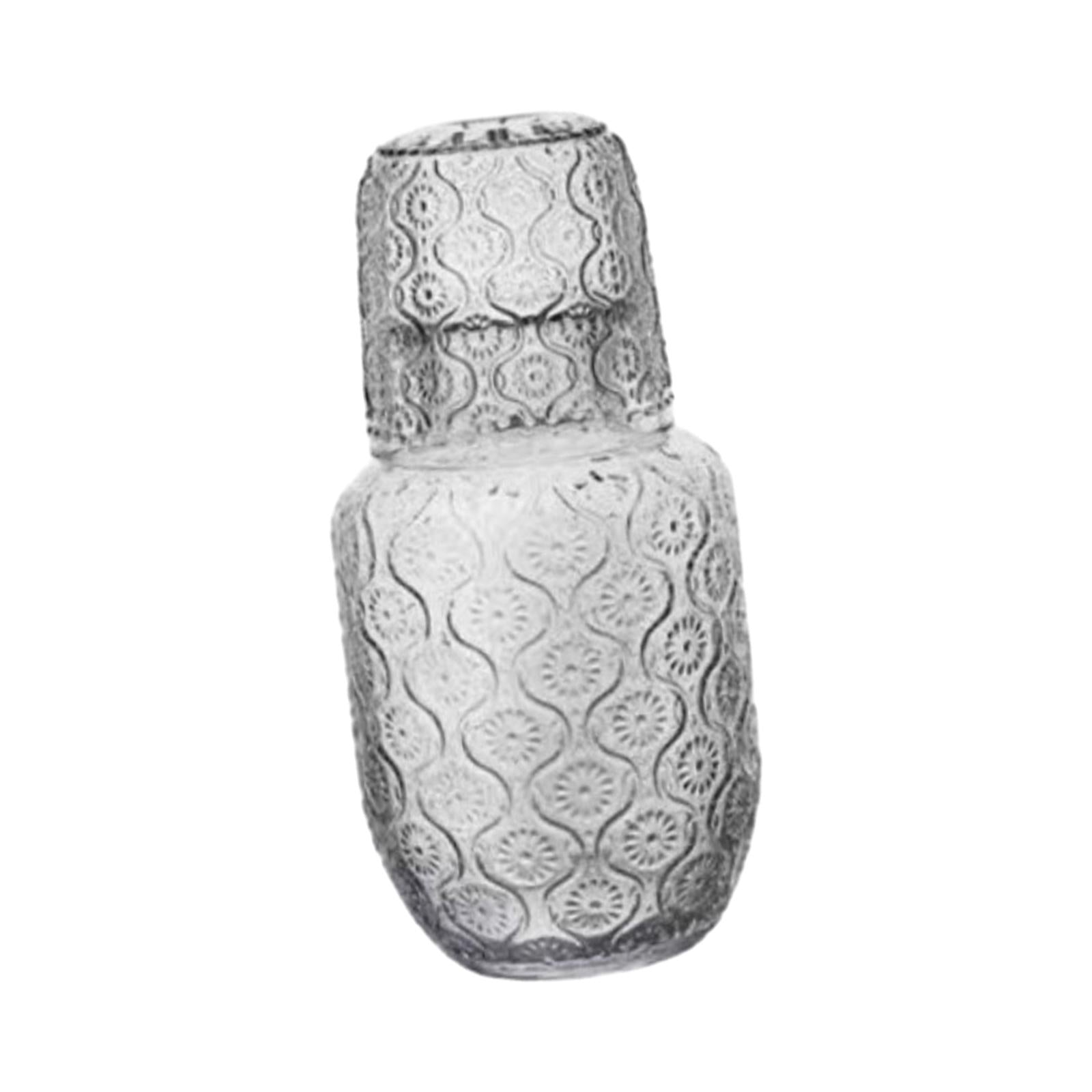 Bedside Water Carafe and Glass Set Carved Pattern for Home Decoration Sturdy