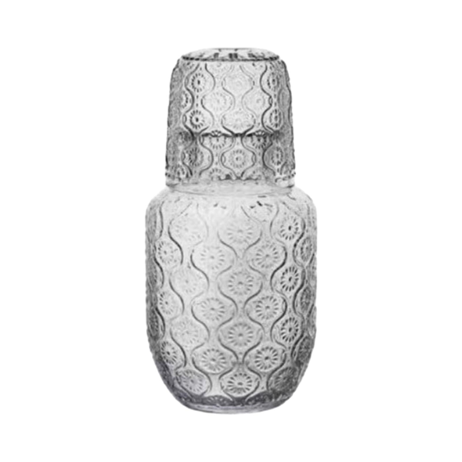 Bedside Water Carafe and Glass Set Carved Pattern for Home Decoration Sturdy