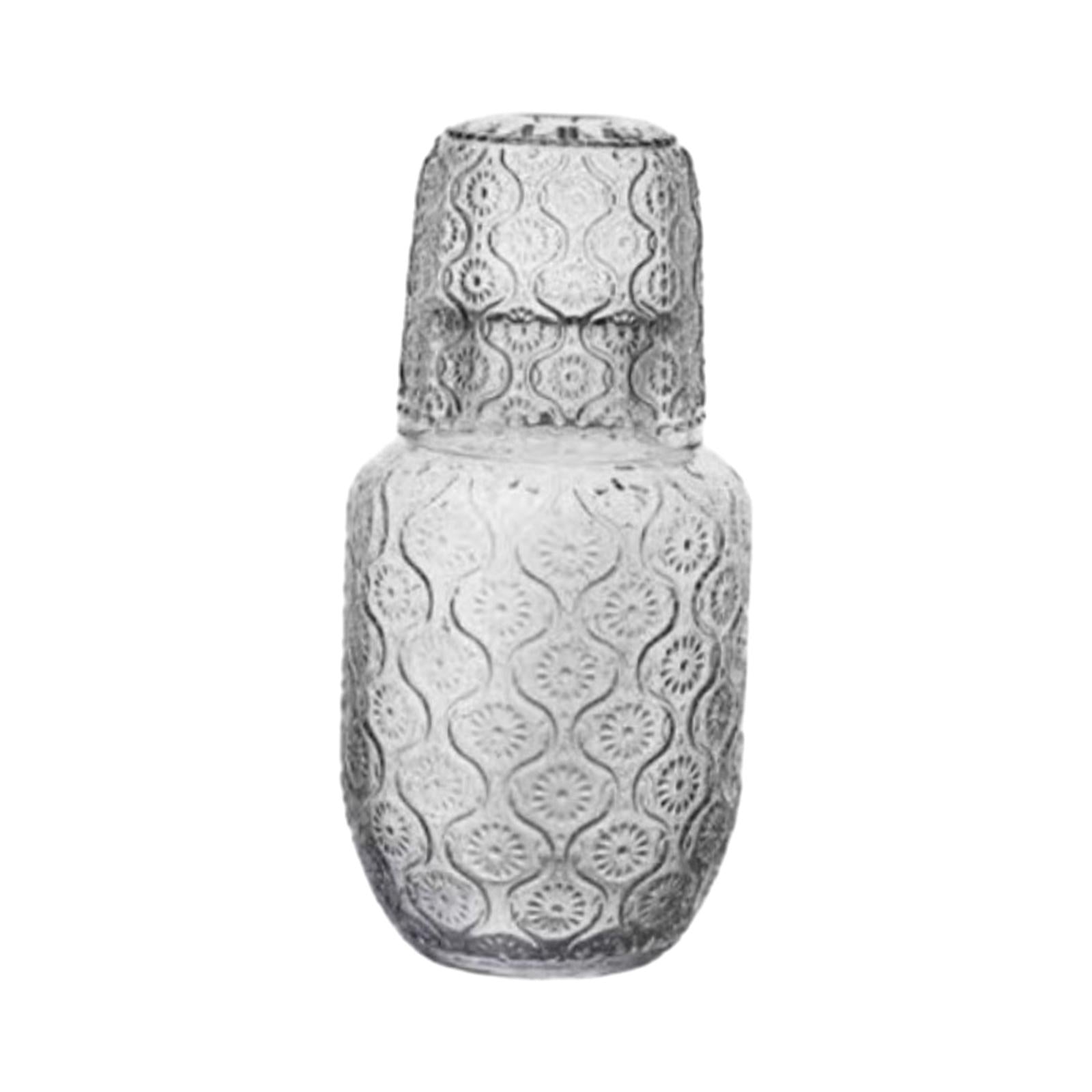 Bedside Water Carafe and Glass Set Carved Pattern for Home Decoration Sturdy
