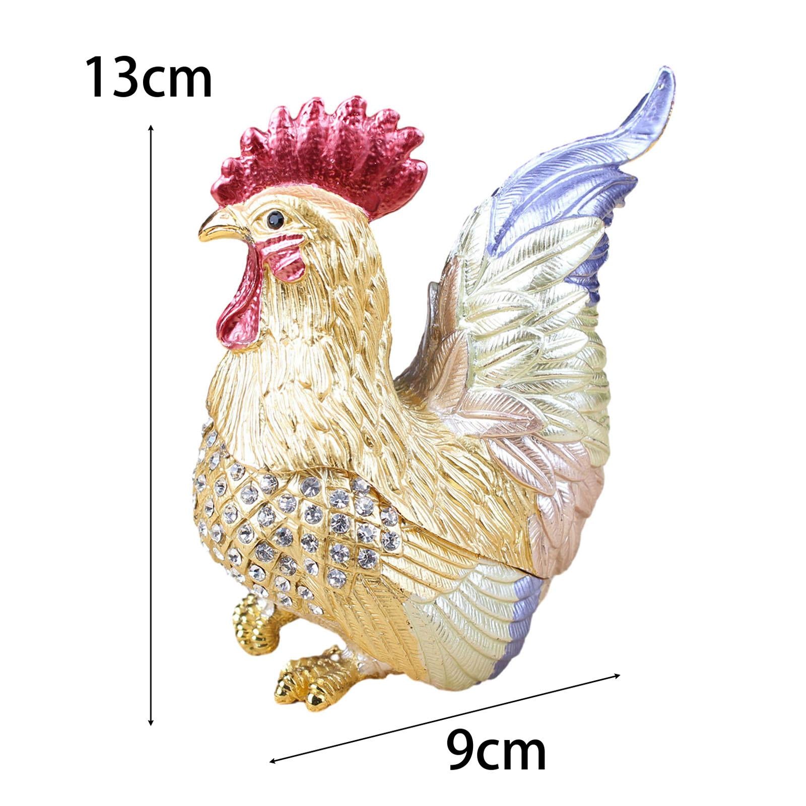 Enamel Rooster Trinket Box Gorgeous Modern for Necklace Pendant Charms Rings Blue