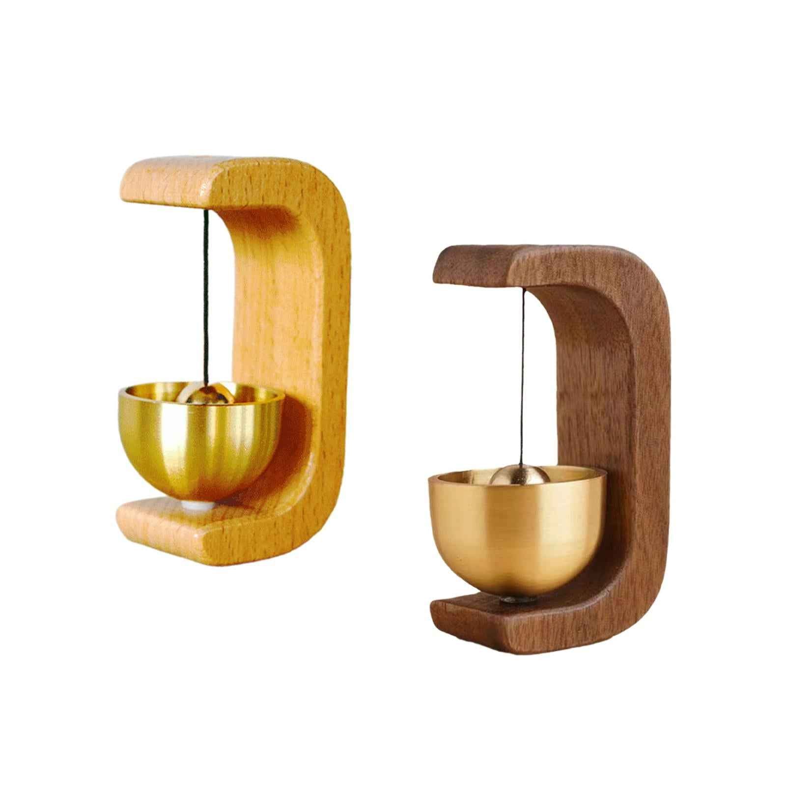 Wooden Door Bell Wind Chime Ornament Hanging Bell for Doors Window Versatile Yellow