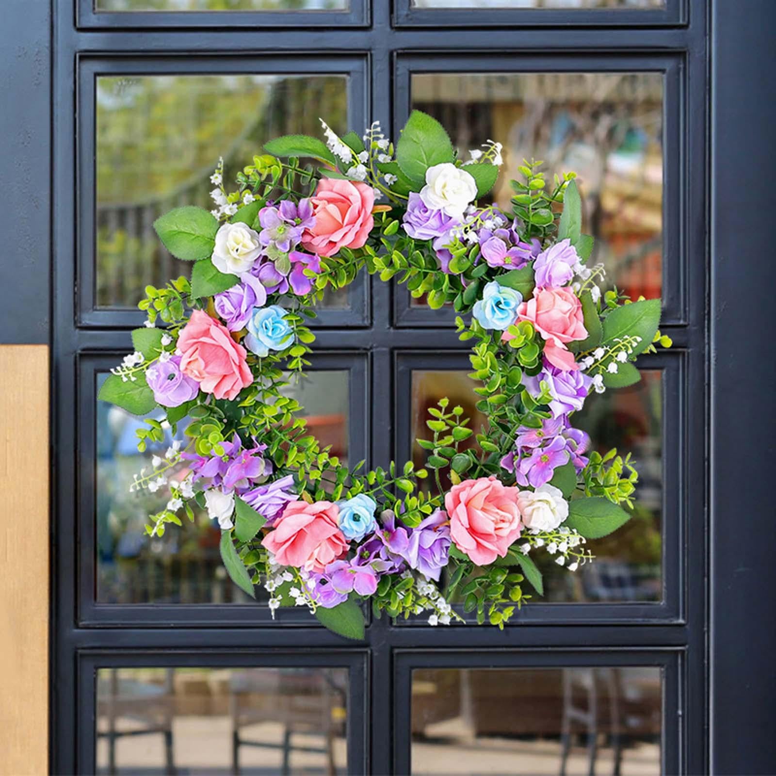 Rose Wreath Front Door Spring Wreath Flower Wreath for Window Patio Festival