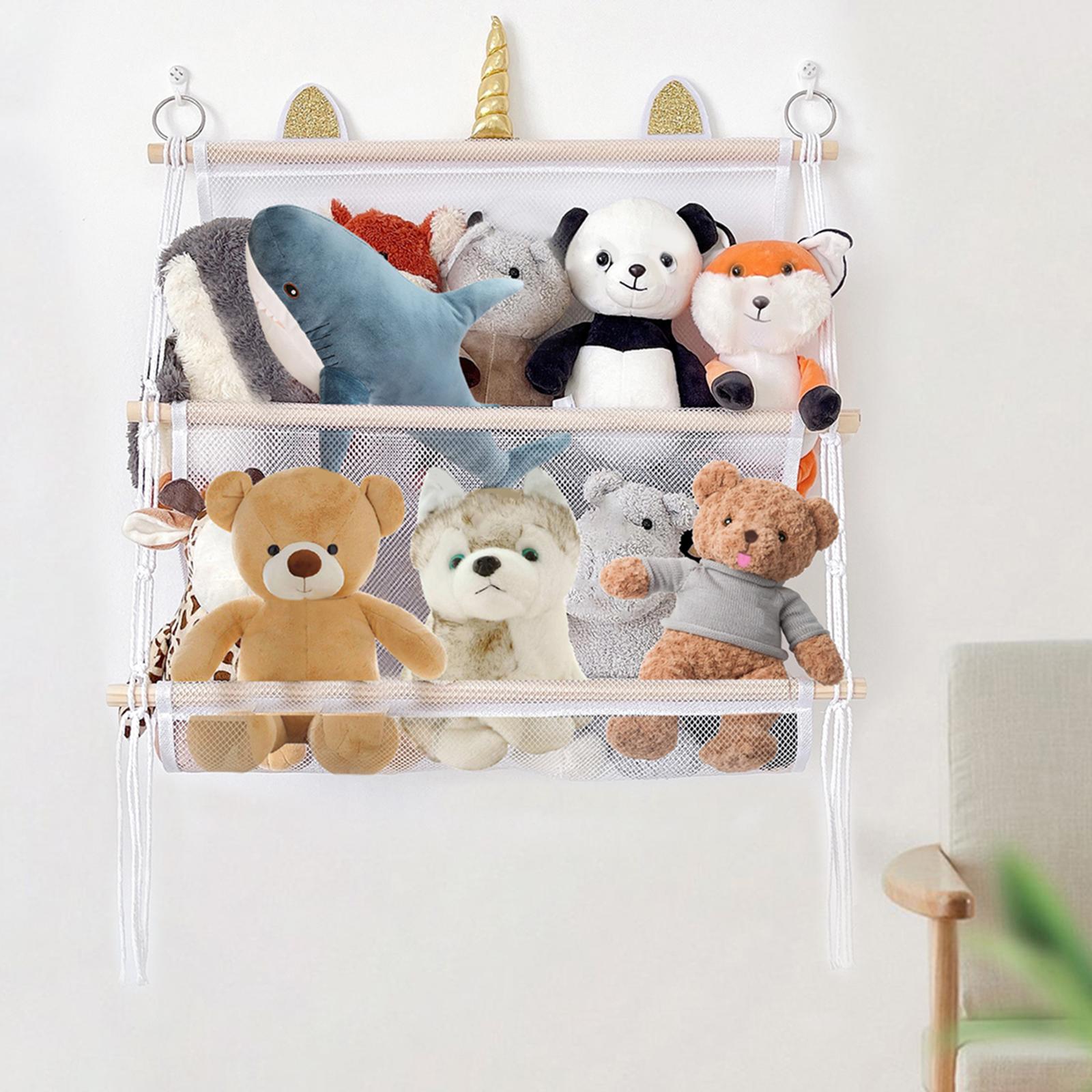 Stuffed Animal Net Hammock Two Layers Decor Hanging Storage for Home Bedroom
