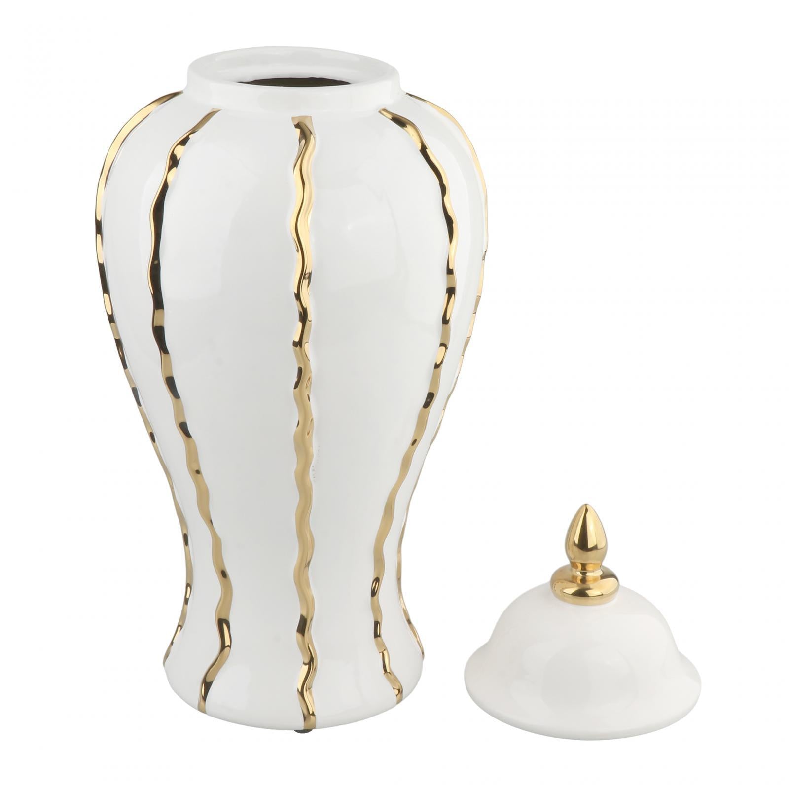 Ceramic Flower Vase Chinese Ceramic Ginger Jar for Bookshelf Entryway Office