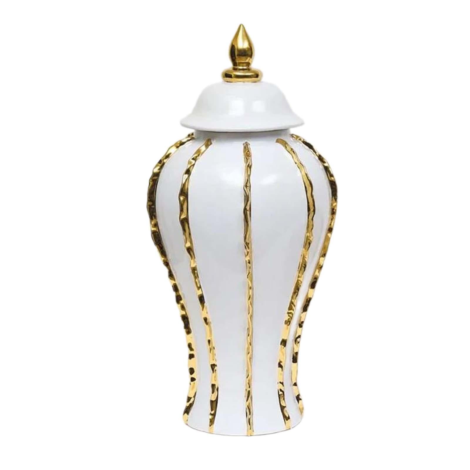 Ceramic Flower Vase Chinese Ceramic Ginger Jar for Bookshelf Entryway Office