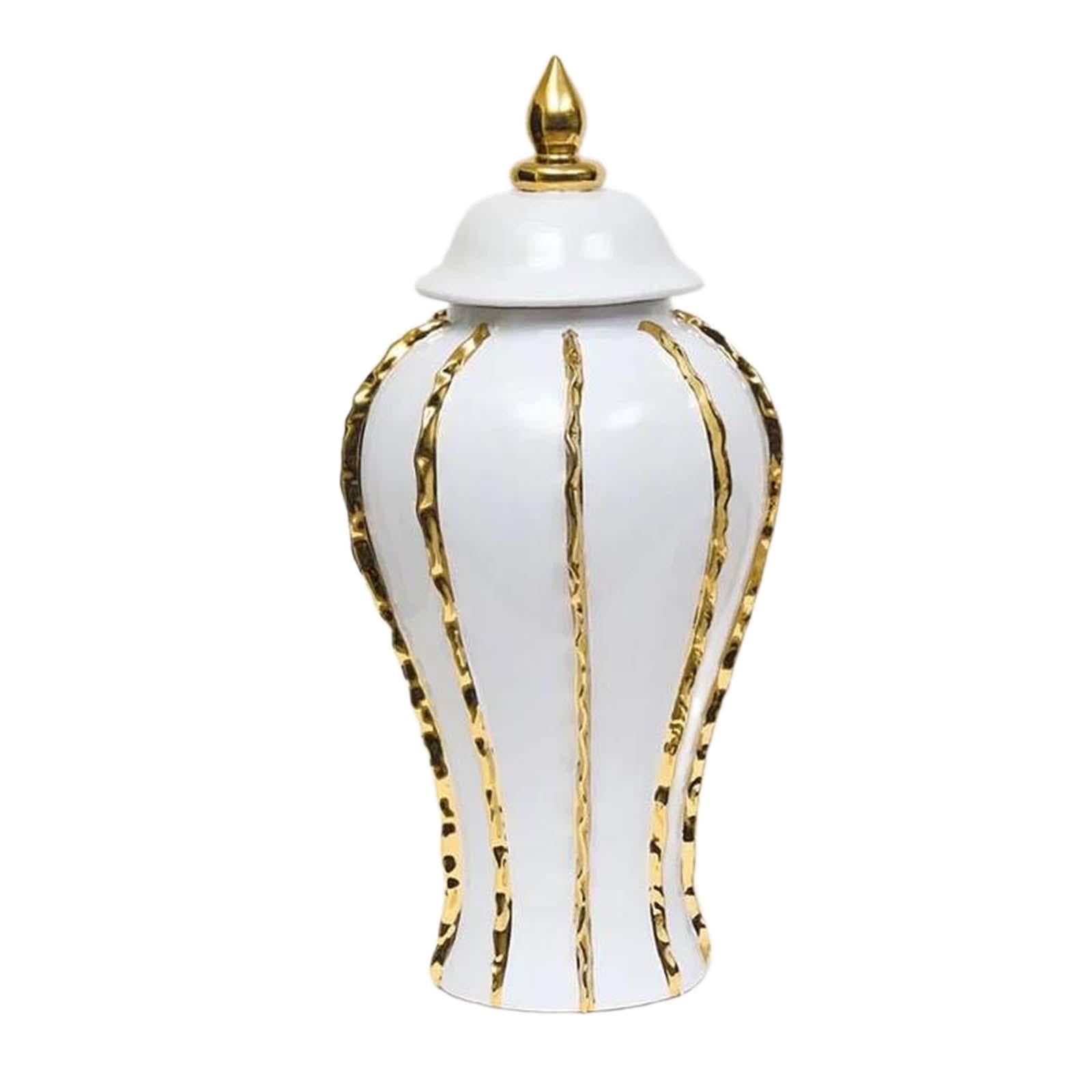 Ceramic Flower Vase Chinese Ceramic Ginger Jar for Bookshelf Entryway Office