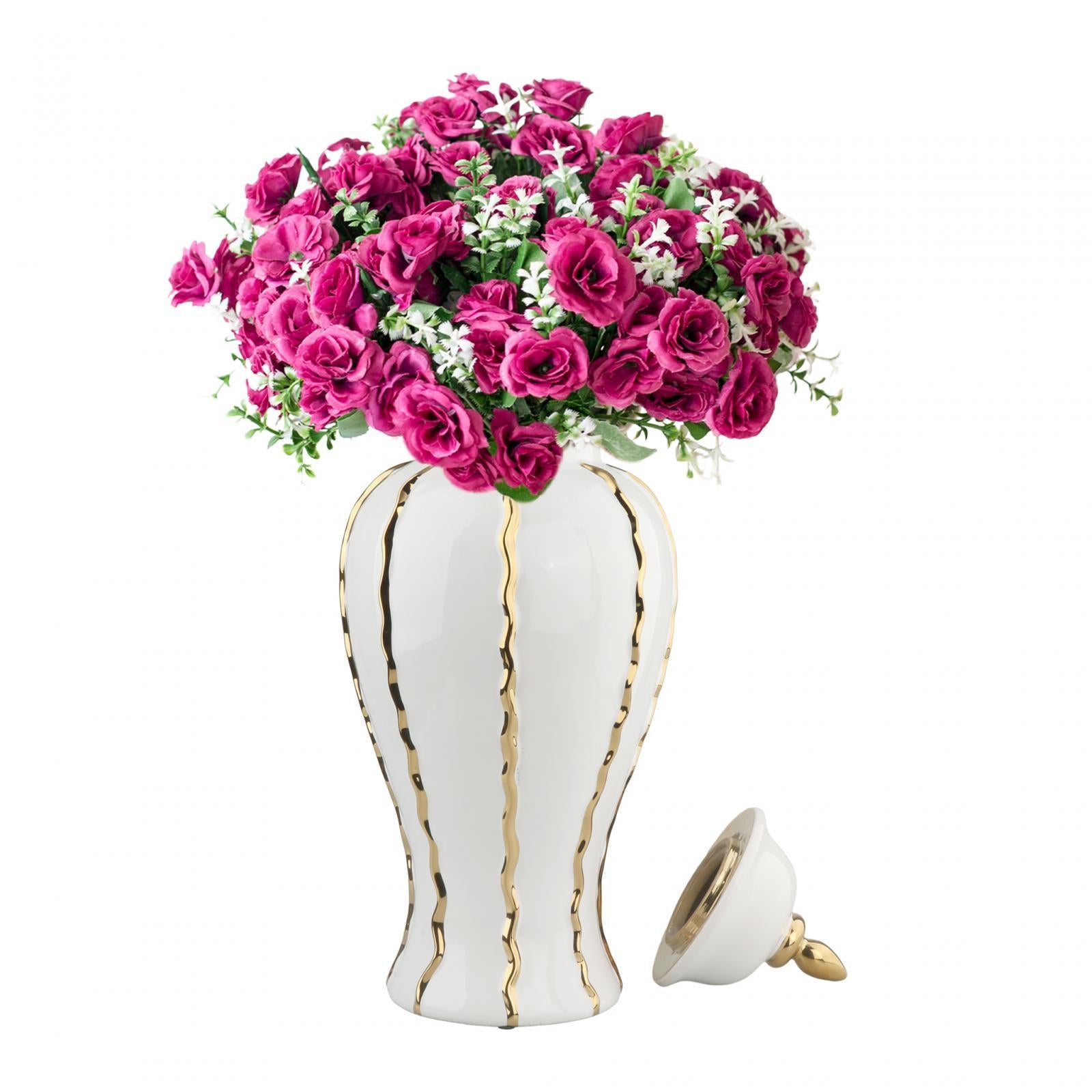 Ceramic Flower Vase Chinese Ceramic Ginger Jar for Bookshelf Entryway Office
