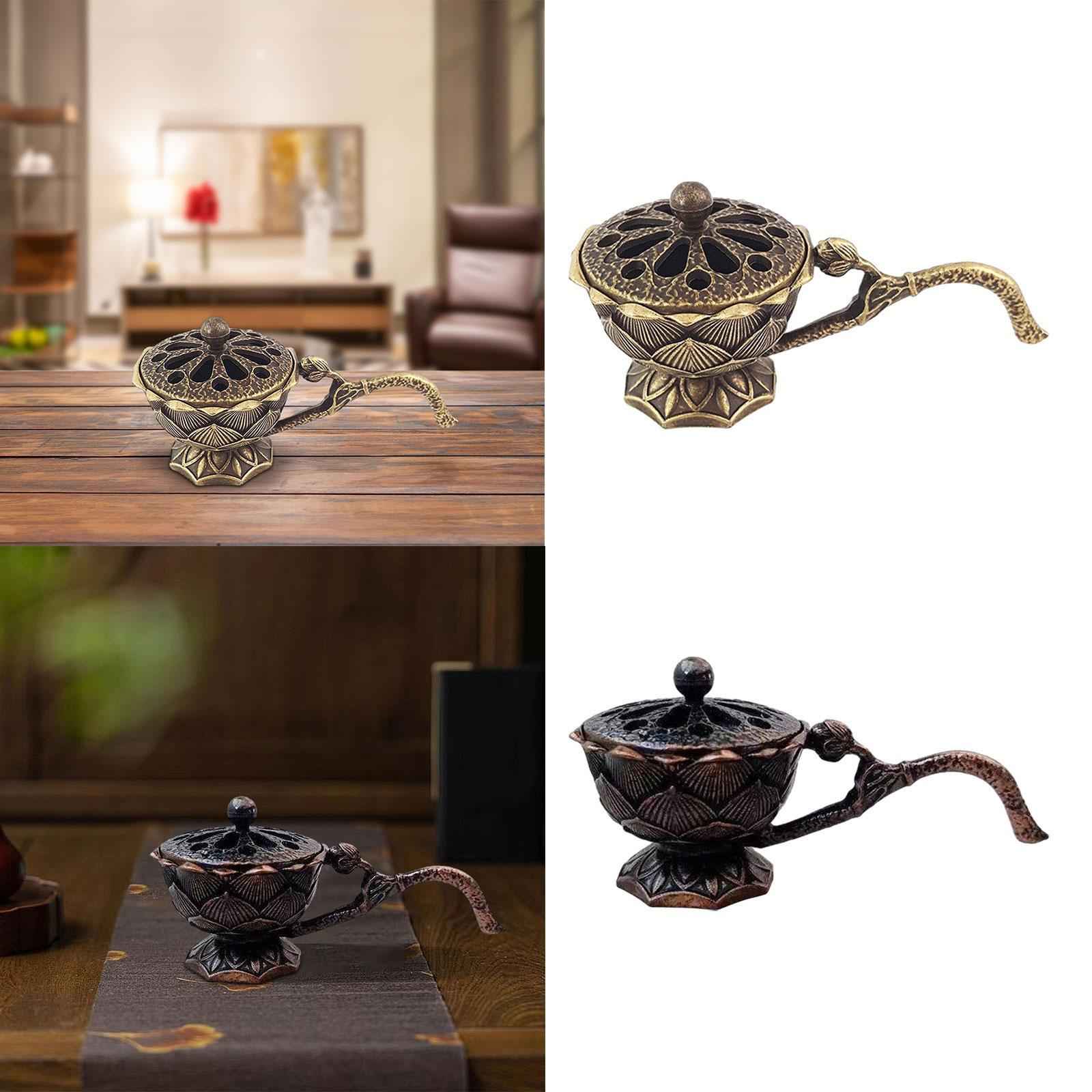 Incense Burner Hollow Out Holder for Dish Incense Incense Cones Coils Office Bronze Color