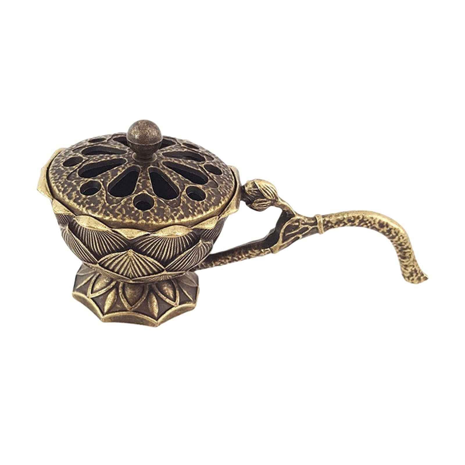 Incense Burner Hollow Out Holder for Dish Incense Incense Cones Coils Office Bronze Color