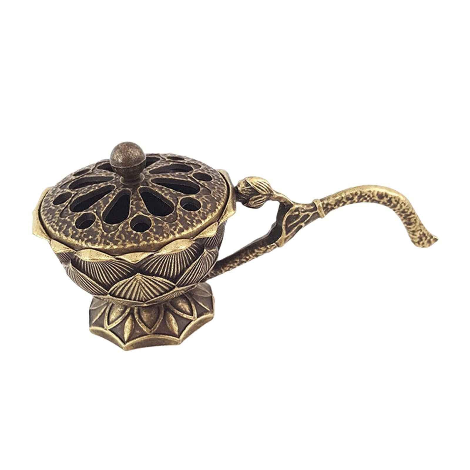 Incense Burner Hollow Out Holder for Dish Incense Incense Cones Coils Office Bronze Color