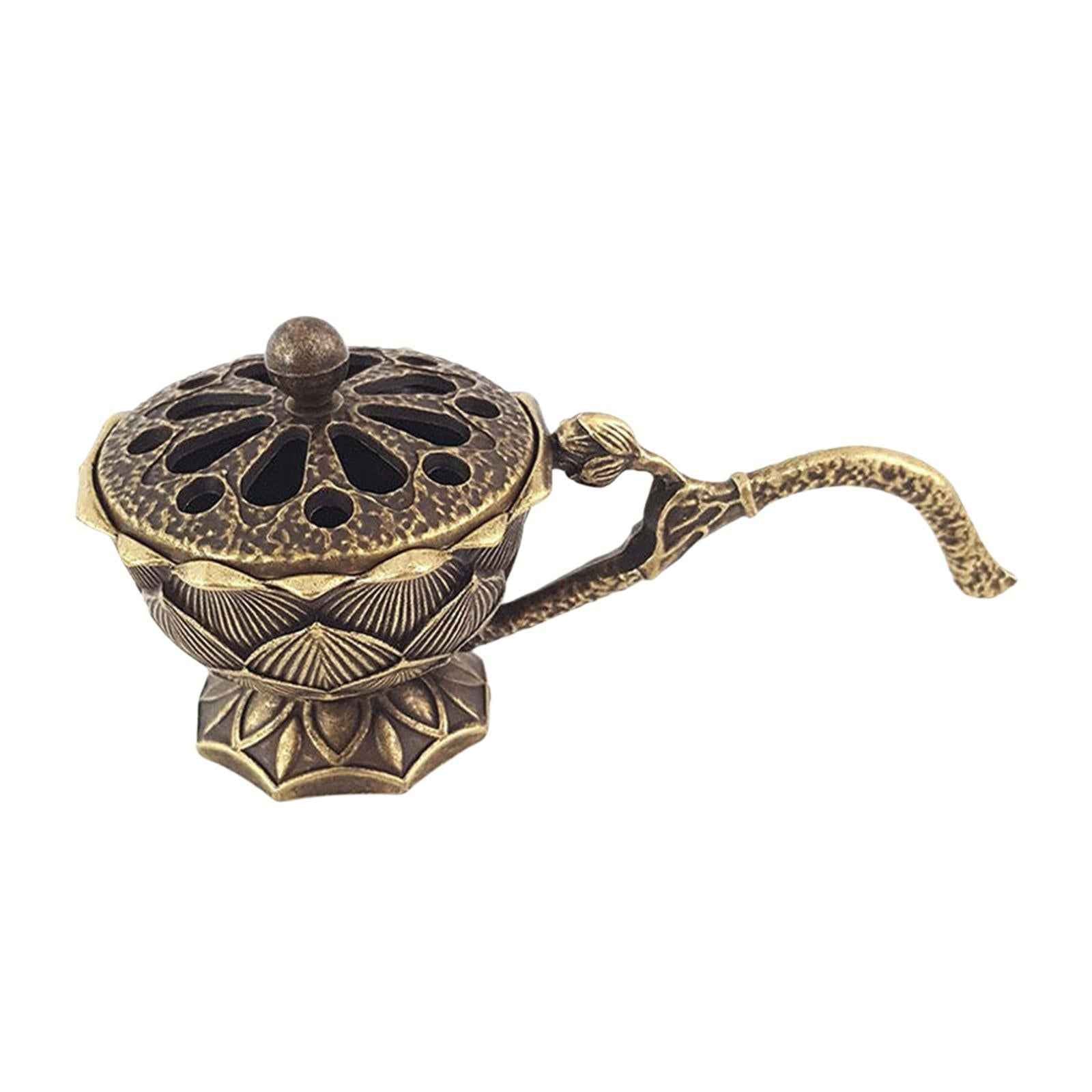 Incense Burner Hollow Out Holder for Dish Incense Incense Cones Coils Office Bronze Color