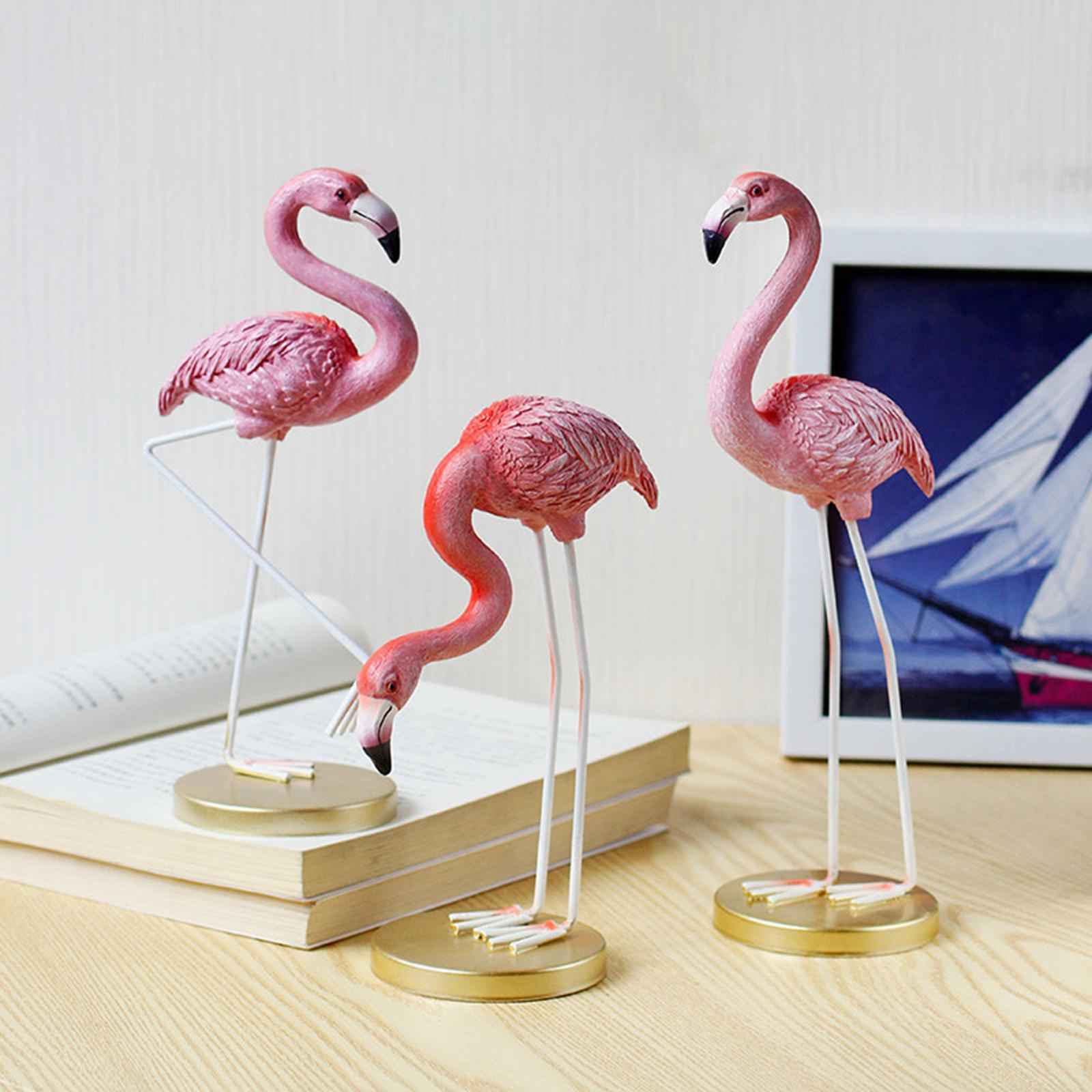 Flamingo Statue Figure Ornament Resin Figurines for Living Room Cafe Wedding Lift Foot