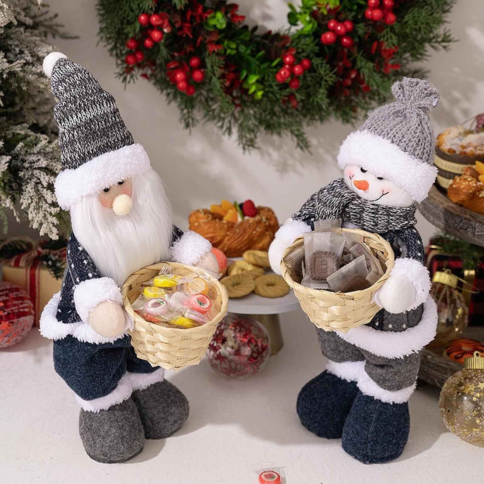Christmas Snowman Figurine Plush Doll Xmas Gift for Office Desk Multipurpose