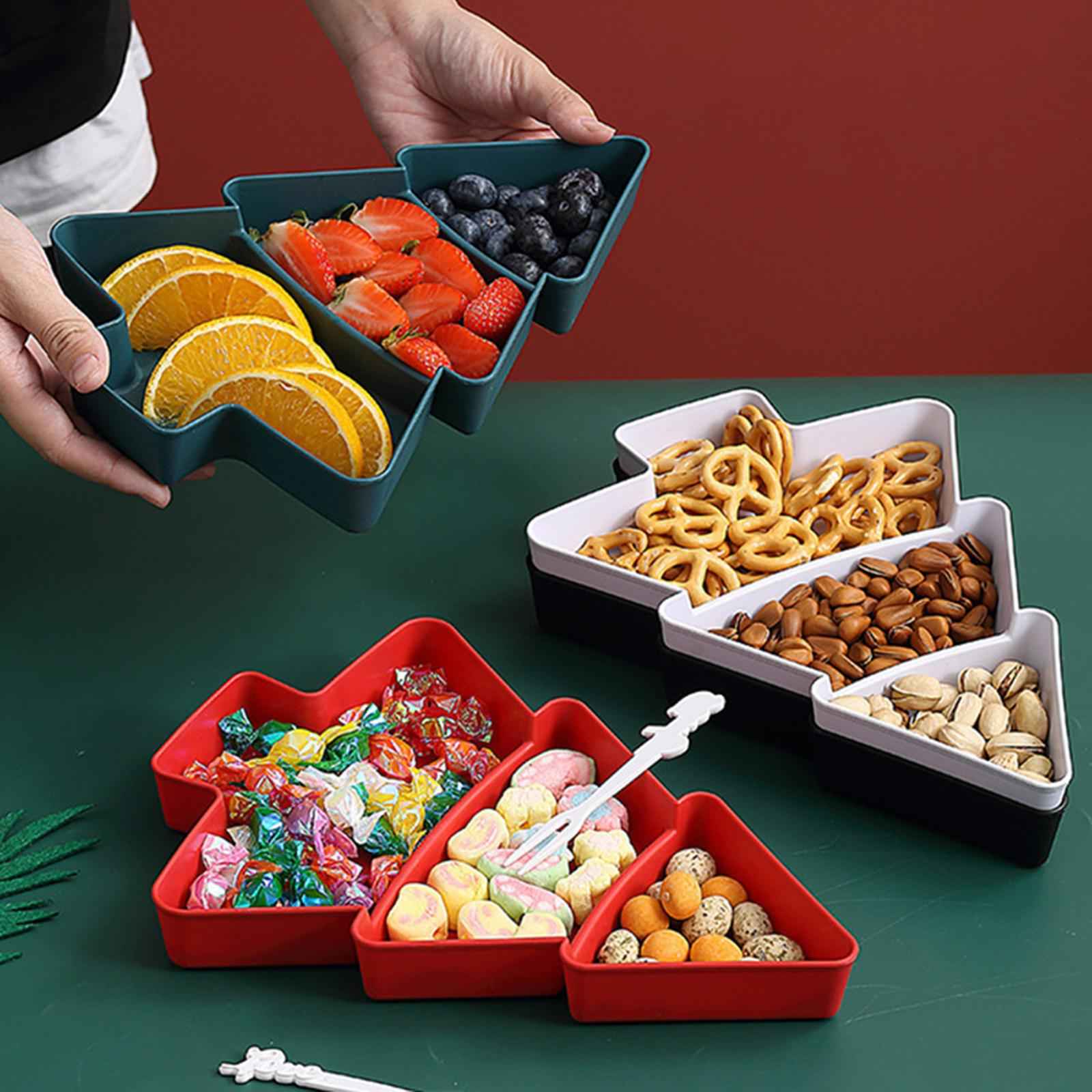 Christmas Tree Platter Nut and Candy Serving Tray for Dried Fruits Nuts Home Red