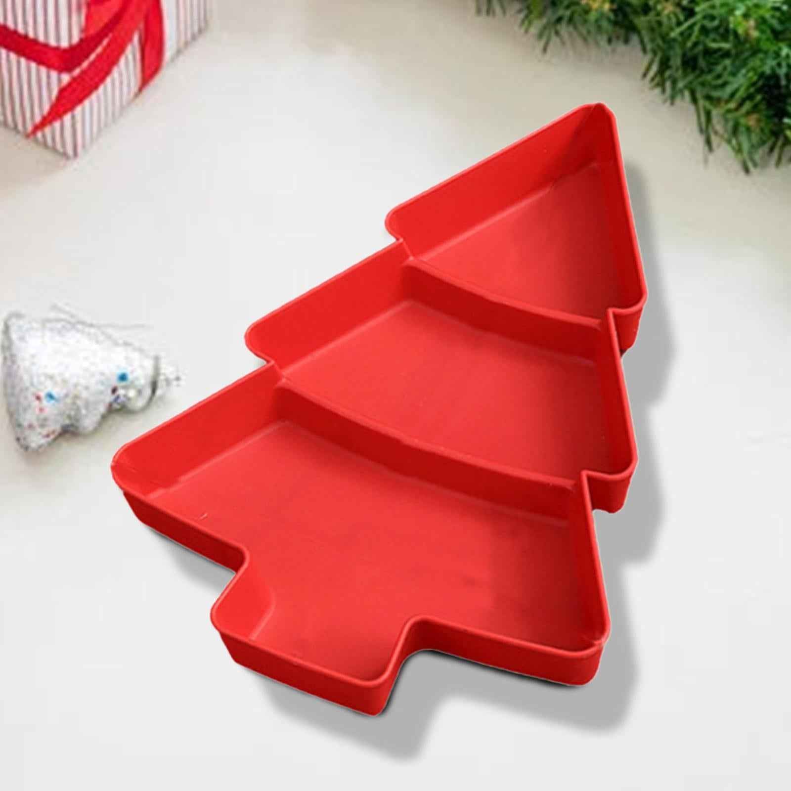 Christmas Tree Platter Nut and Candy Serving Tray for Dried Fruits Nuts Home Red