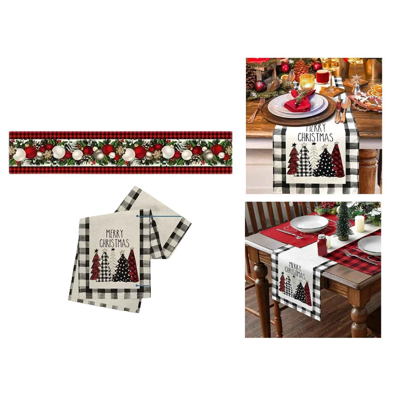 Halloween Table Runner 71 inch Long Rectangular Table Cover Xmas Table Cloth Xmas Trees Pattern