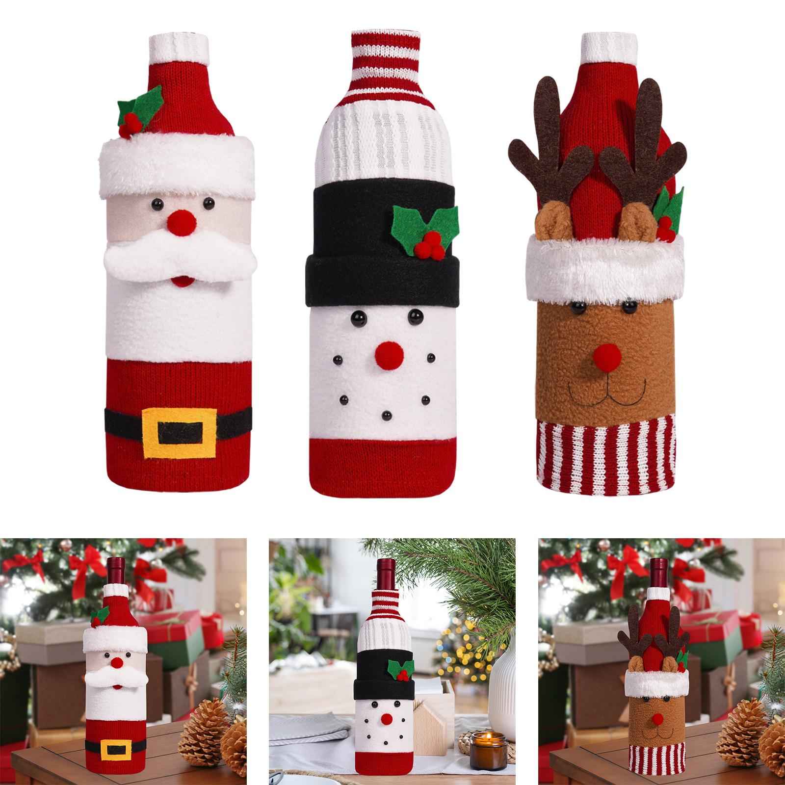 Christmas Wine Bottle Cover Tableware Dining Table Decor Xmas Bottle Clothes Santa Claus