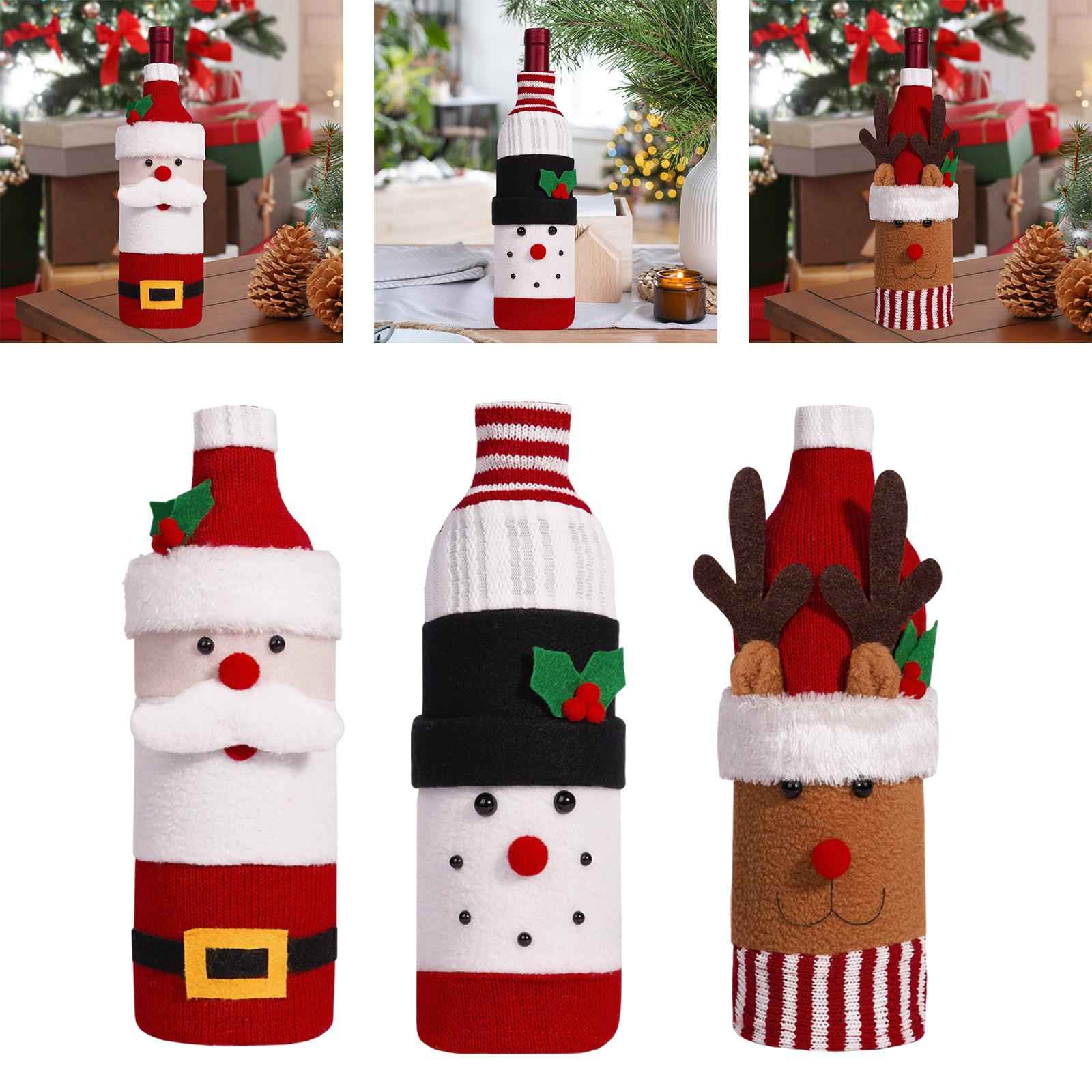 Christmas Wine Bottle Cover Tableware Dining Table Decor Xmas Bottle Clothes Santa Claus