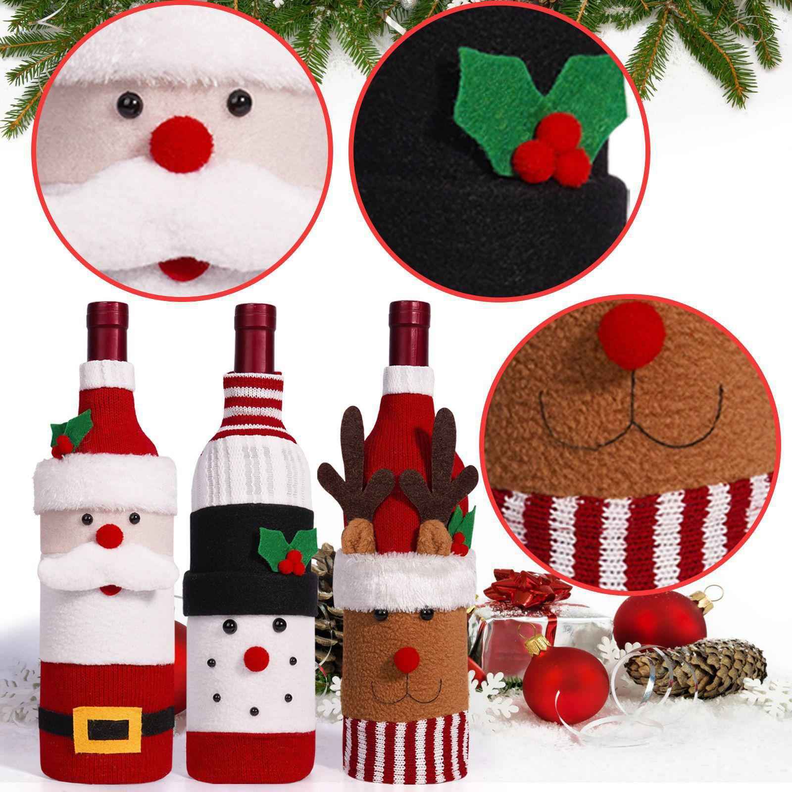 Christmas Wine Bottle Cover Tableware Dining Table Decor Xmas Bottle Clothes Santa Claus