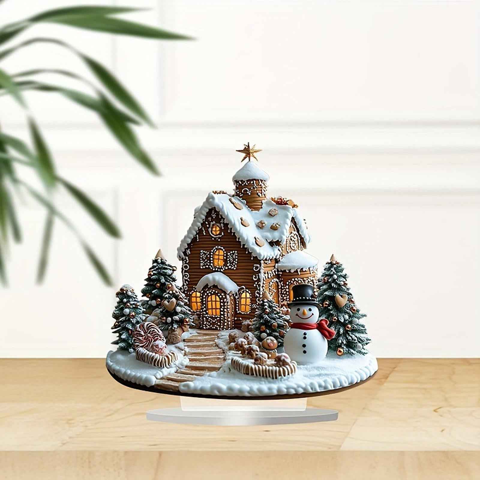 Christmas Gingerbread House Tabletop Ornament 6.7x7.8inch for Office Desktop