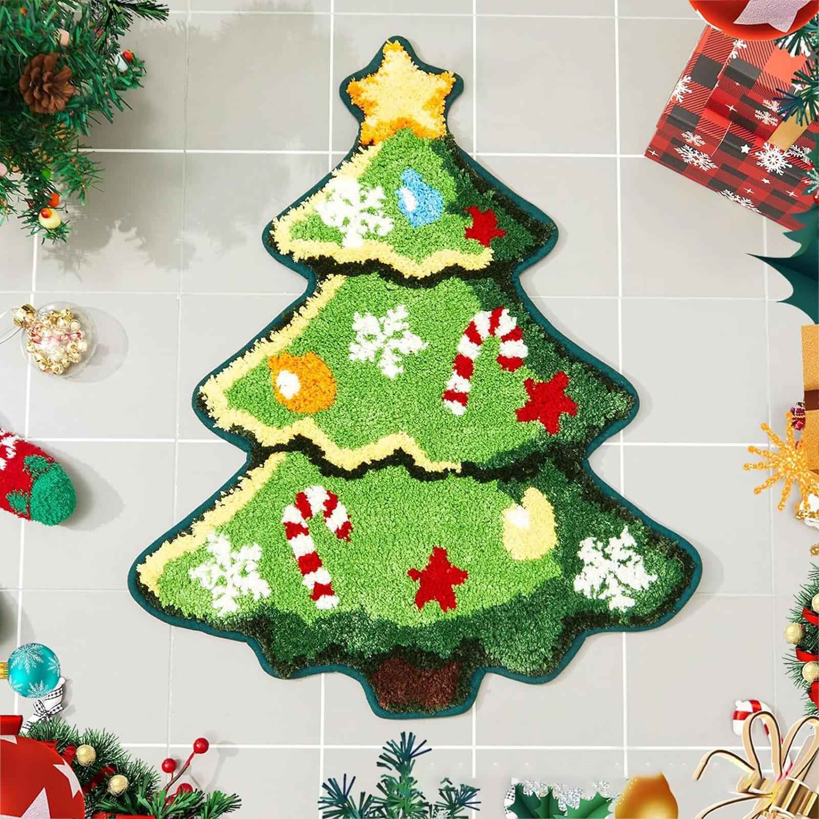 Christmas Rug Professional Nordic Gifts Decorations Comfortable Bathroom Rug with Star