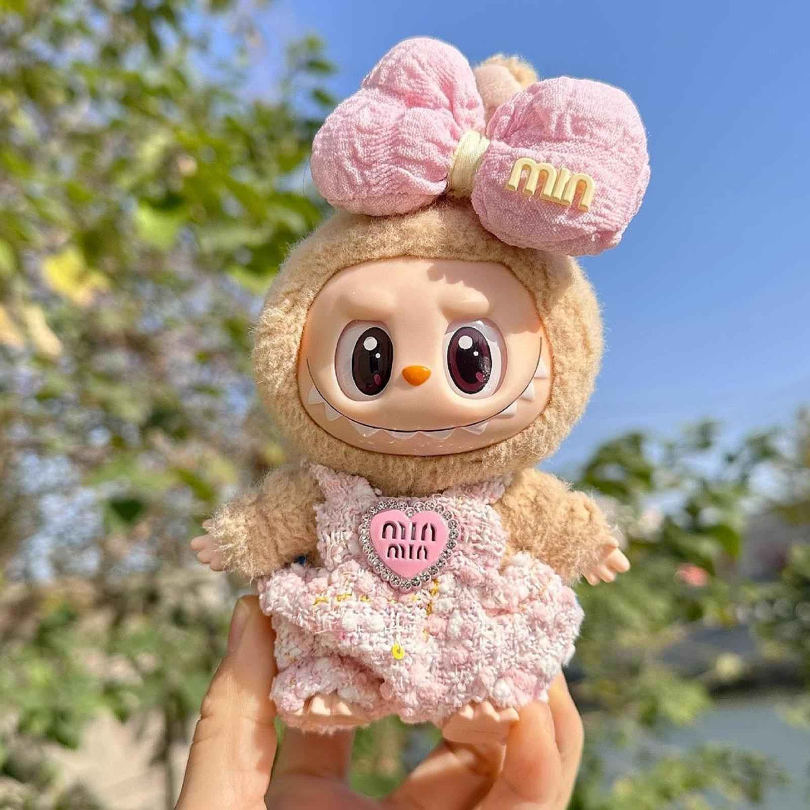 Doll Clothesmini Plush Doll Clothes Party with Bowknot for 15 cm 17 cm Dolls Style B
