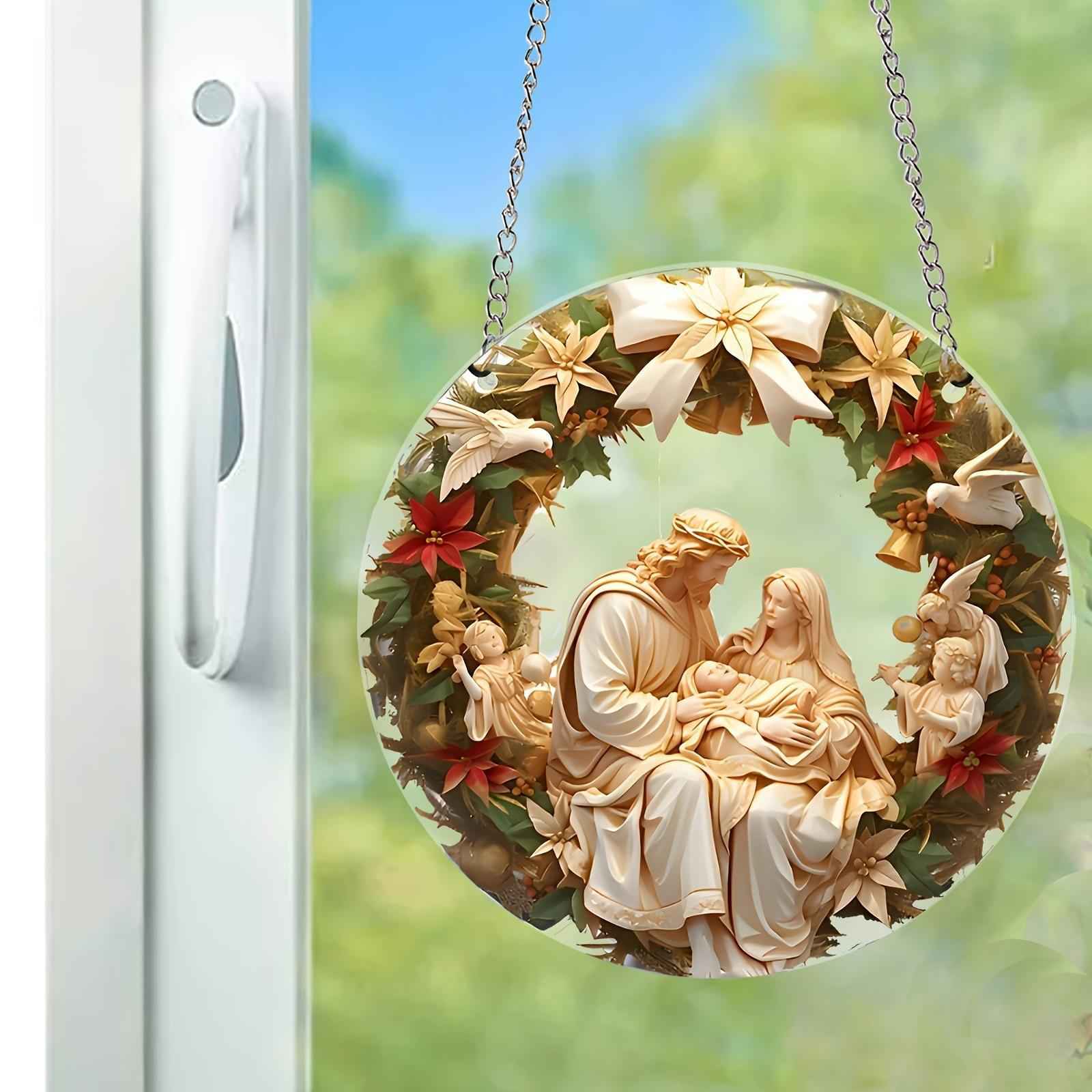 Christmas Nativity Scene Ornament Family Friends Birth of Jesus Wall Hanging
